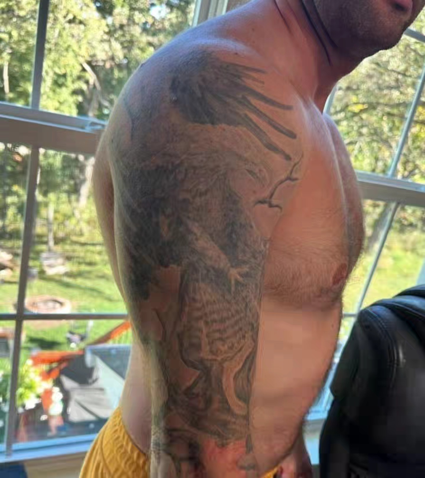 Dragon black and grey tattoo on the back by Lukasz Olszanski