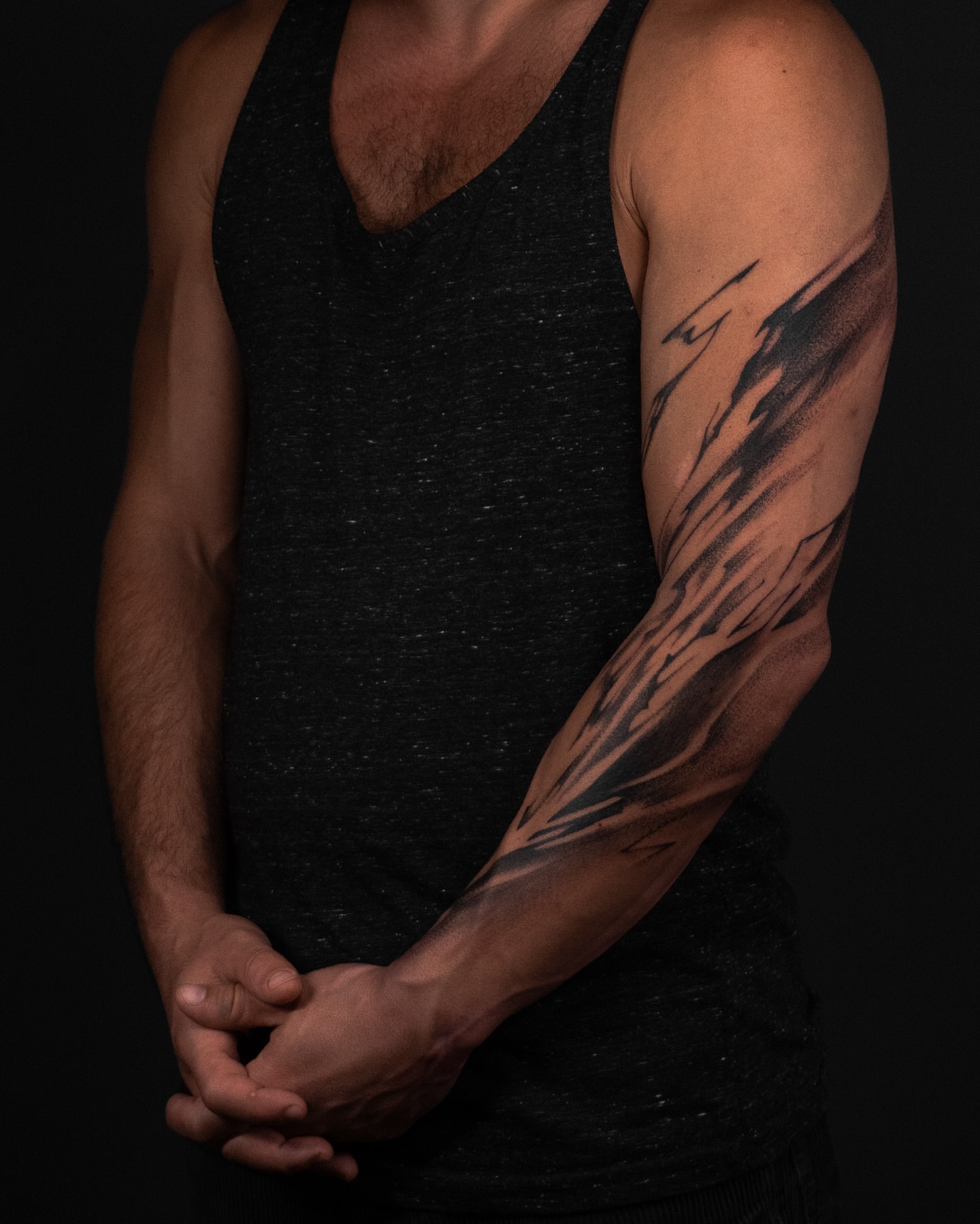Abstract pattern black and grey tattoo on the forearm by Pietro Moleti