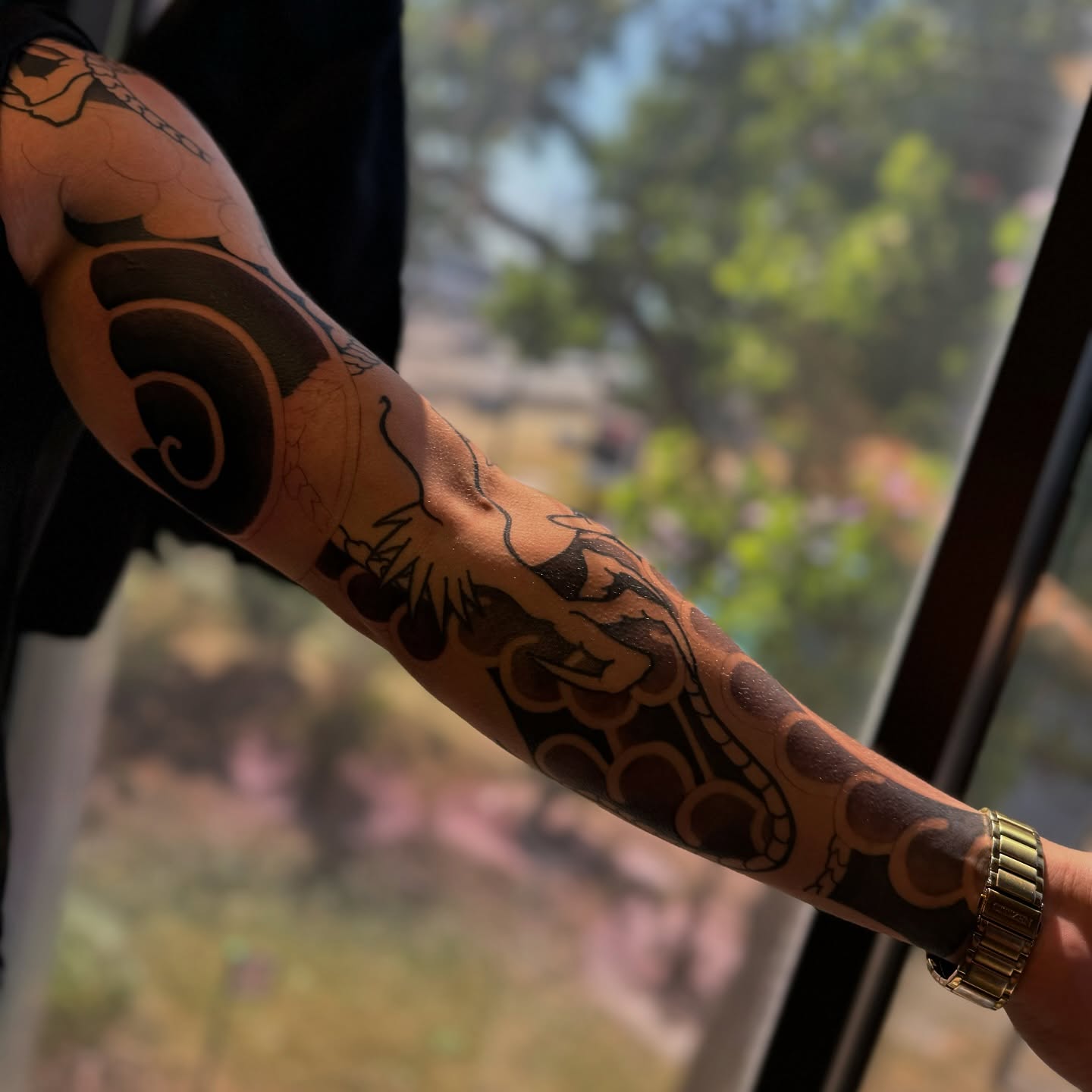 Cherry blossom and dragon japanese irezumi tattoo on the forearm by ๐๐๐๐พ๐ - (่พ็ๅ
)