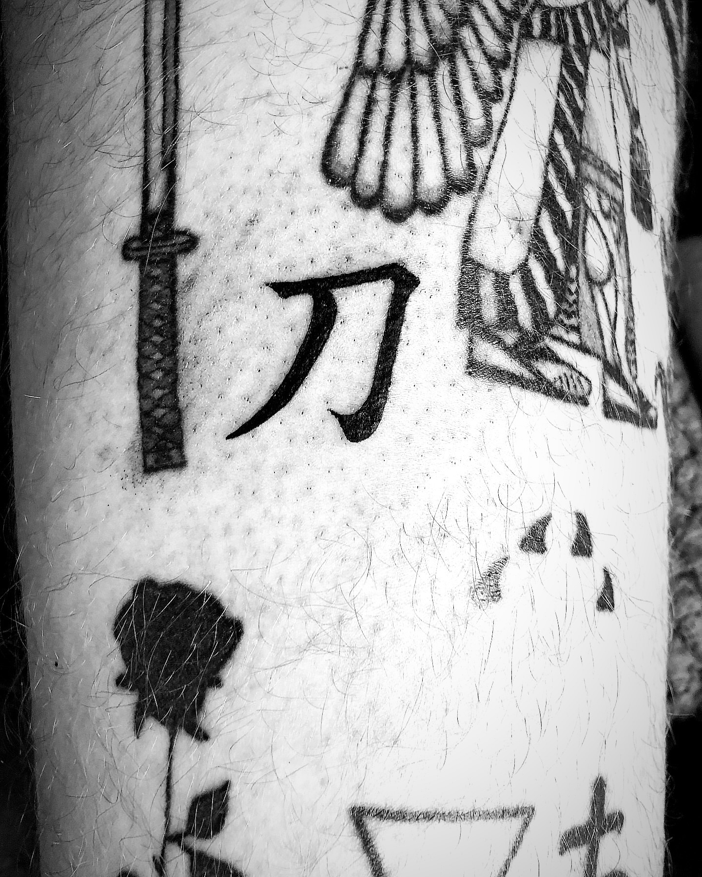 Kanji character black and grey tattoo on the forearm by Tattoo Artist ⚔️ San Diego, CA