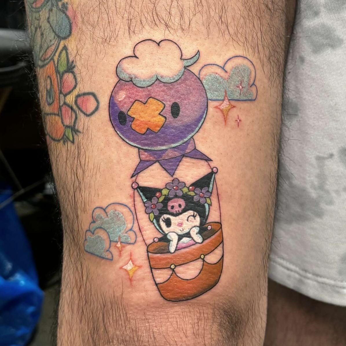 Kawaii character anime tattoo on the forearm by Rachel Hanke