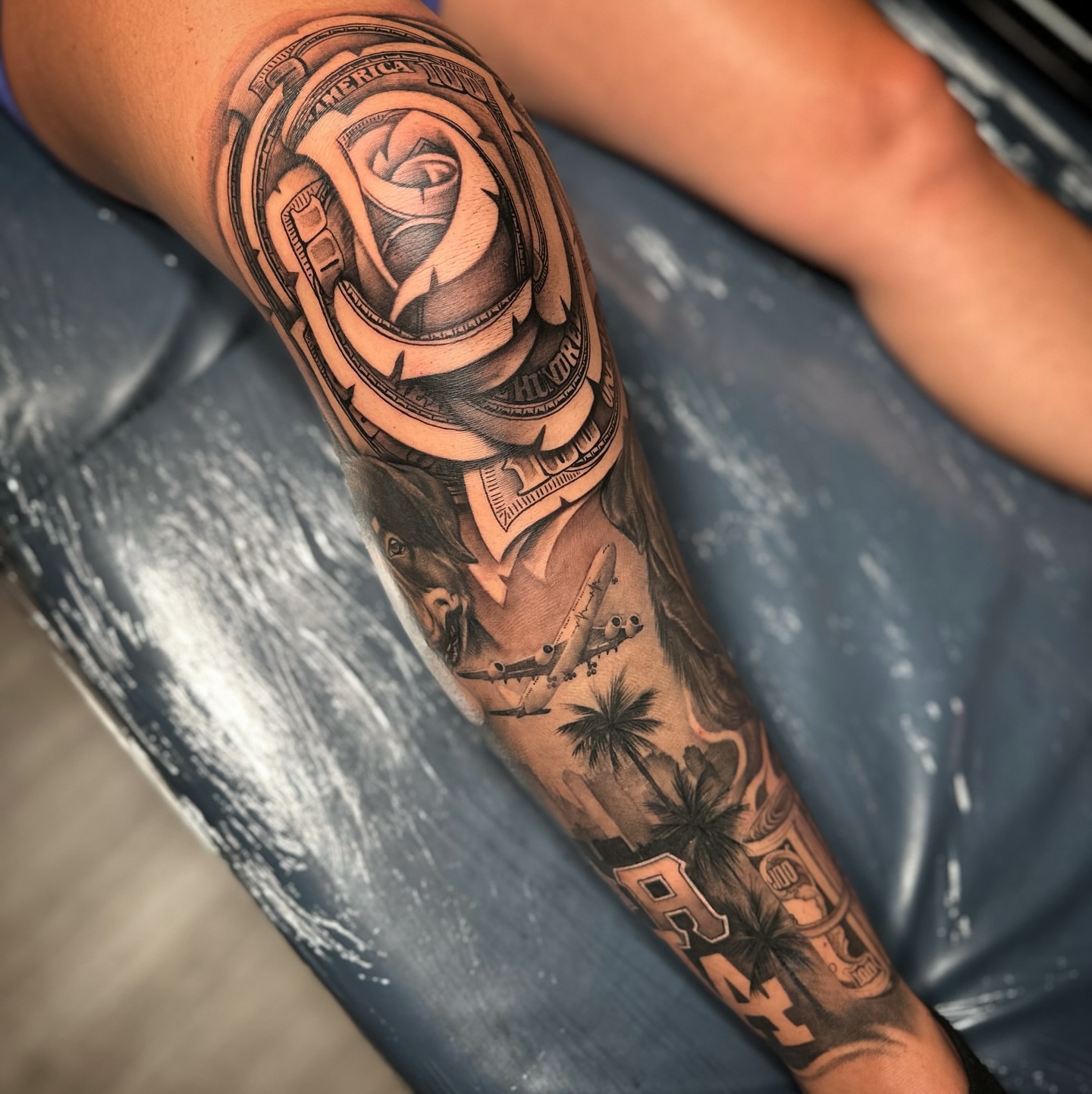 Rose and airplane realism tattoo on the forearm by 𝒲𝒾𝓃𝑜𝓃𝒶