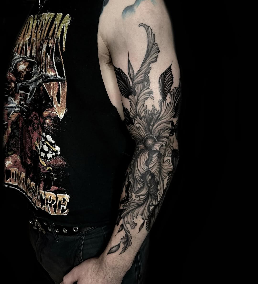 Tattoo by @kuraiinkz — black_and_grey, ornamental