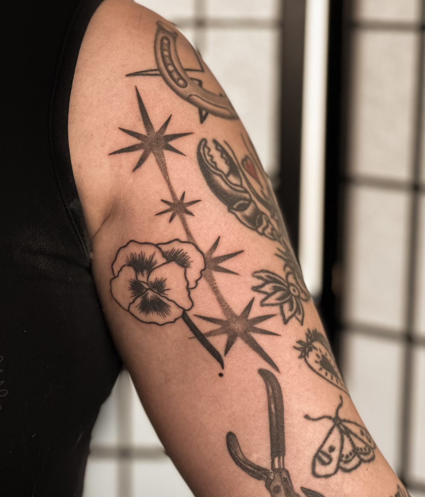 Floral and celestial motifs American traditional tattoo on the forearm by πππππππππ β ππππ ππππ ππππ ππππππ ππππππ, Salt Lake City, Utah