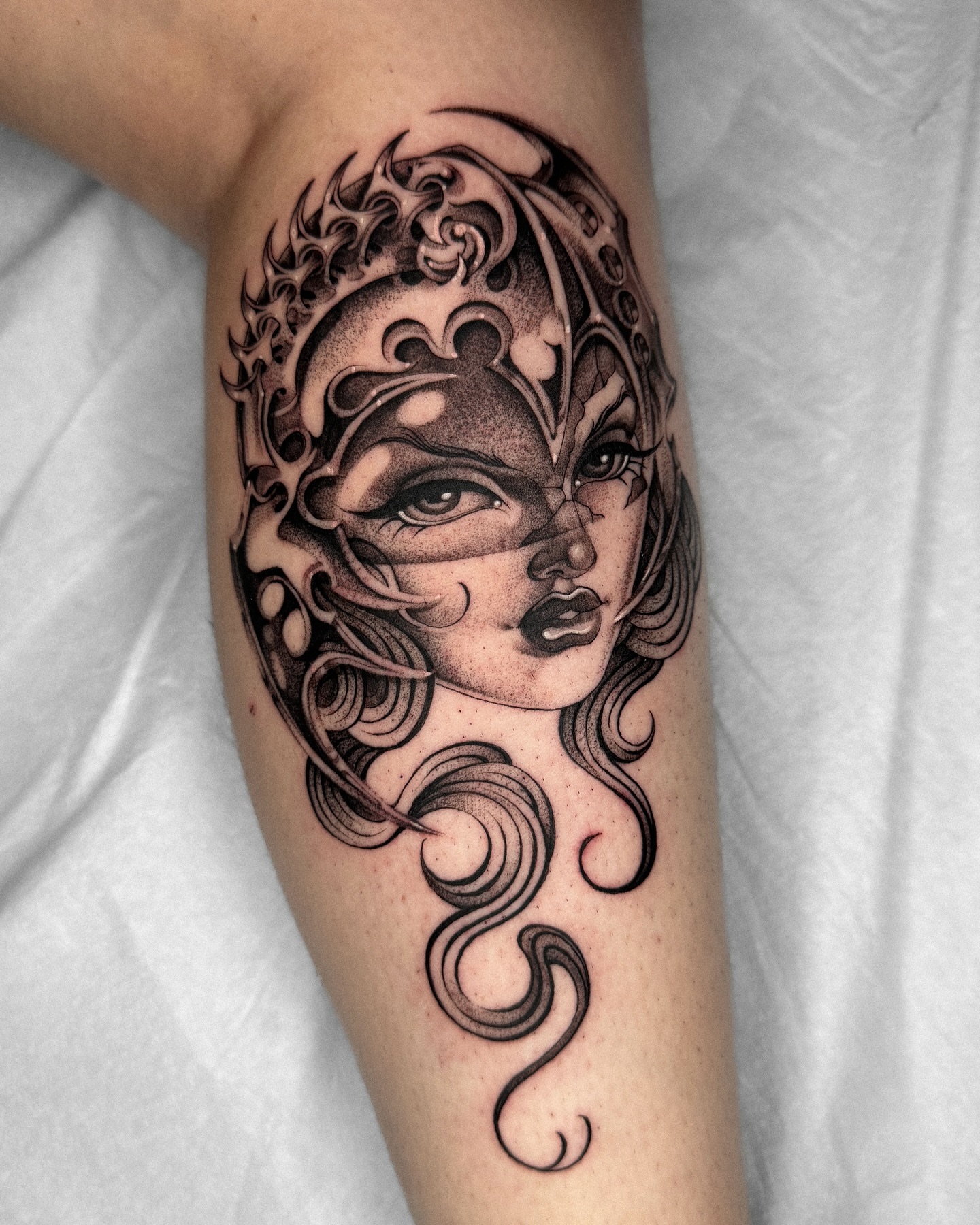 Tattoo by @ellafromhella — dotwork, black_and_grey