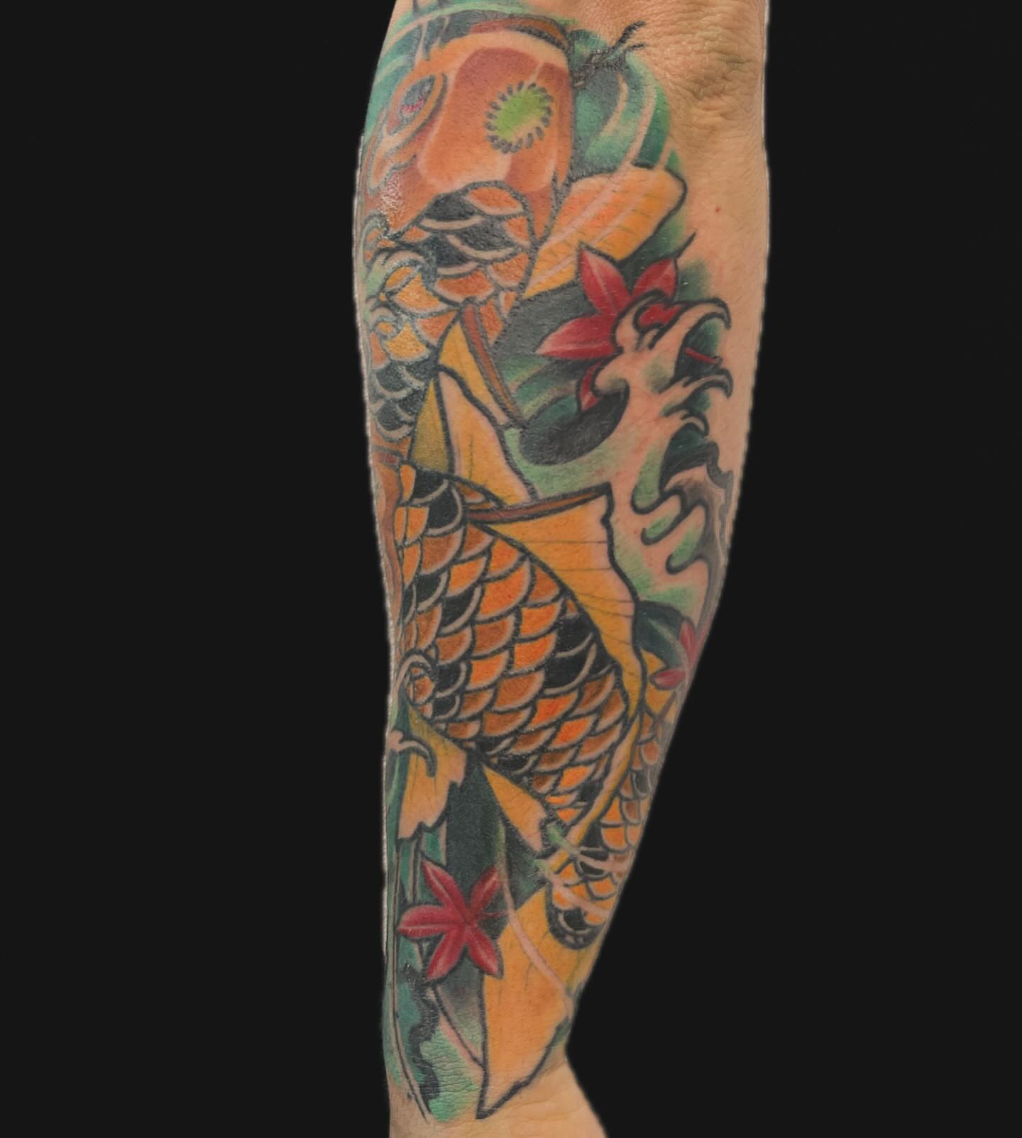 Koi fish japanese irezumi tattoo on the forearm by Will Eagle