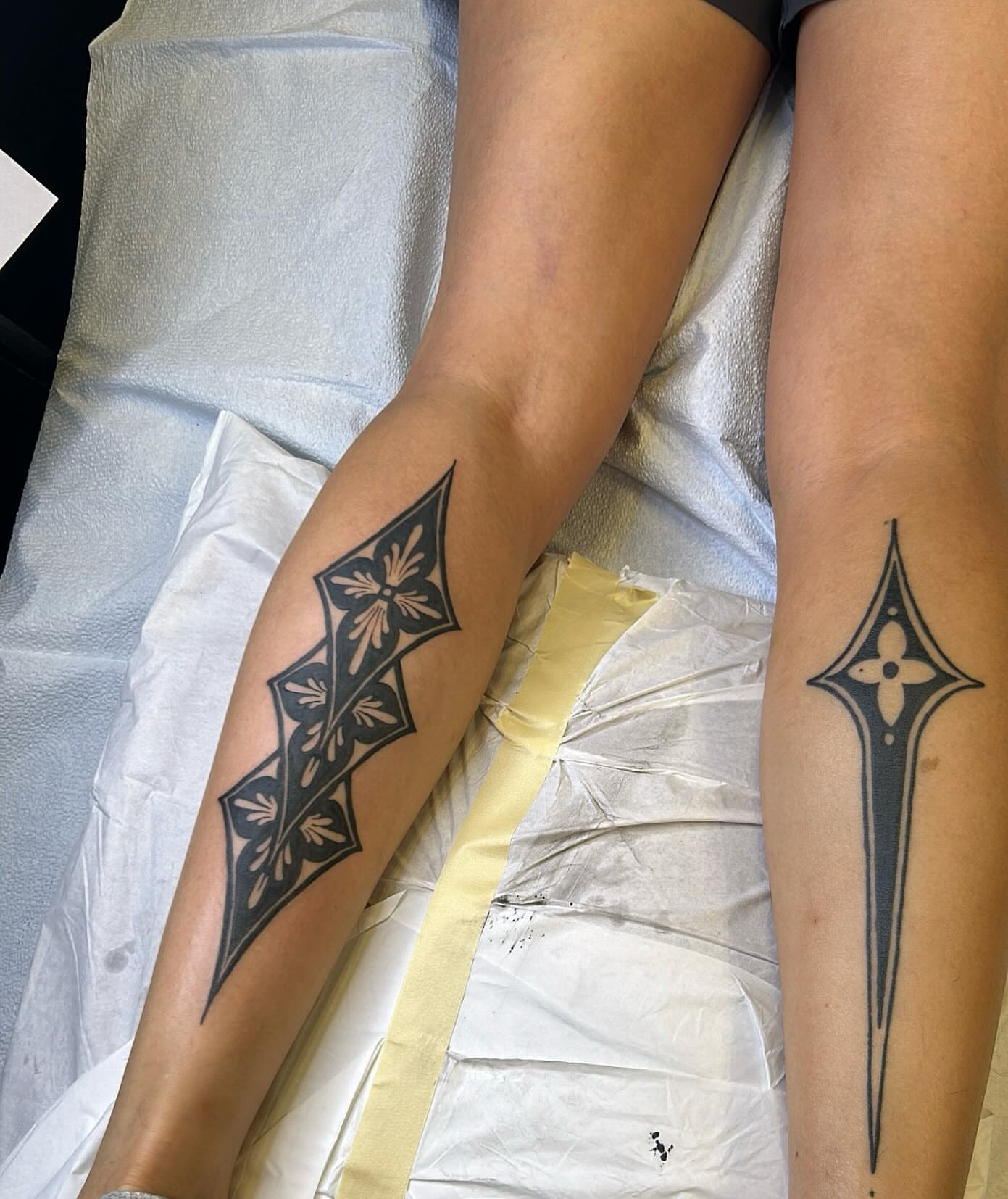 Geometric pattern geometric tattoo on the forearm by Edward A. Boesch