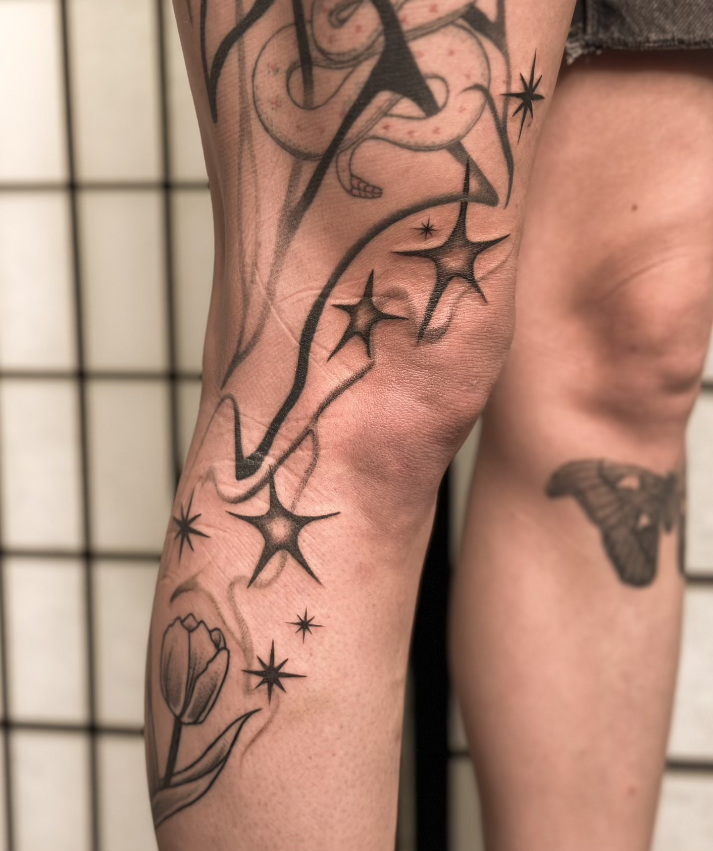 Stars and tulip black and grey tattoo on the forearm by πππππππππ β ππππ ππππ ππππ ππππππ ππππππ, Salt Lake City, Utah