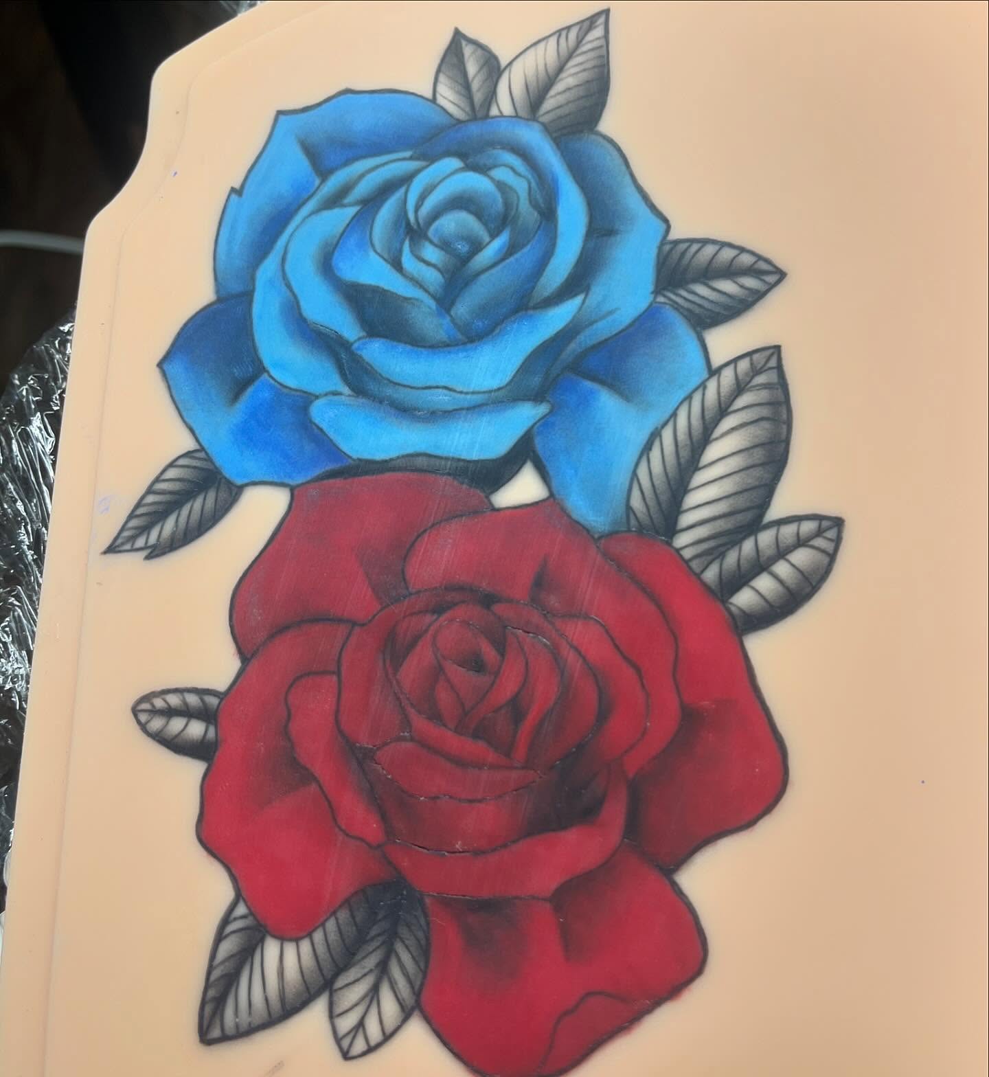 Roses American traditional tattoo by destiny🌞