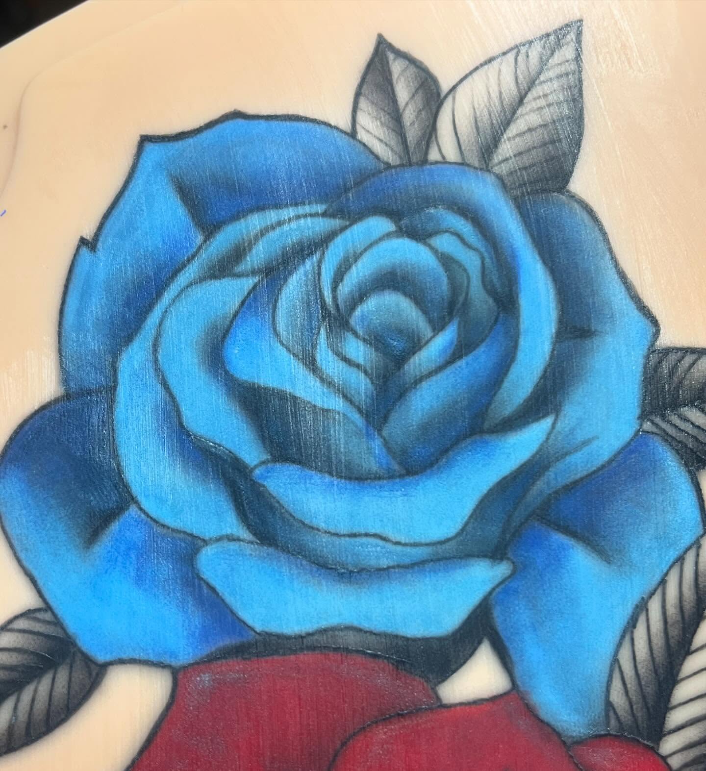 Blue rose realism tattoo by destiny🌞