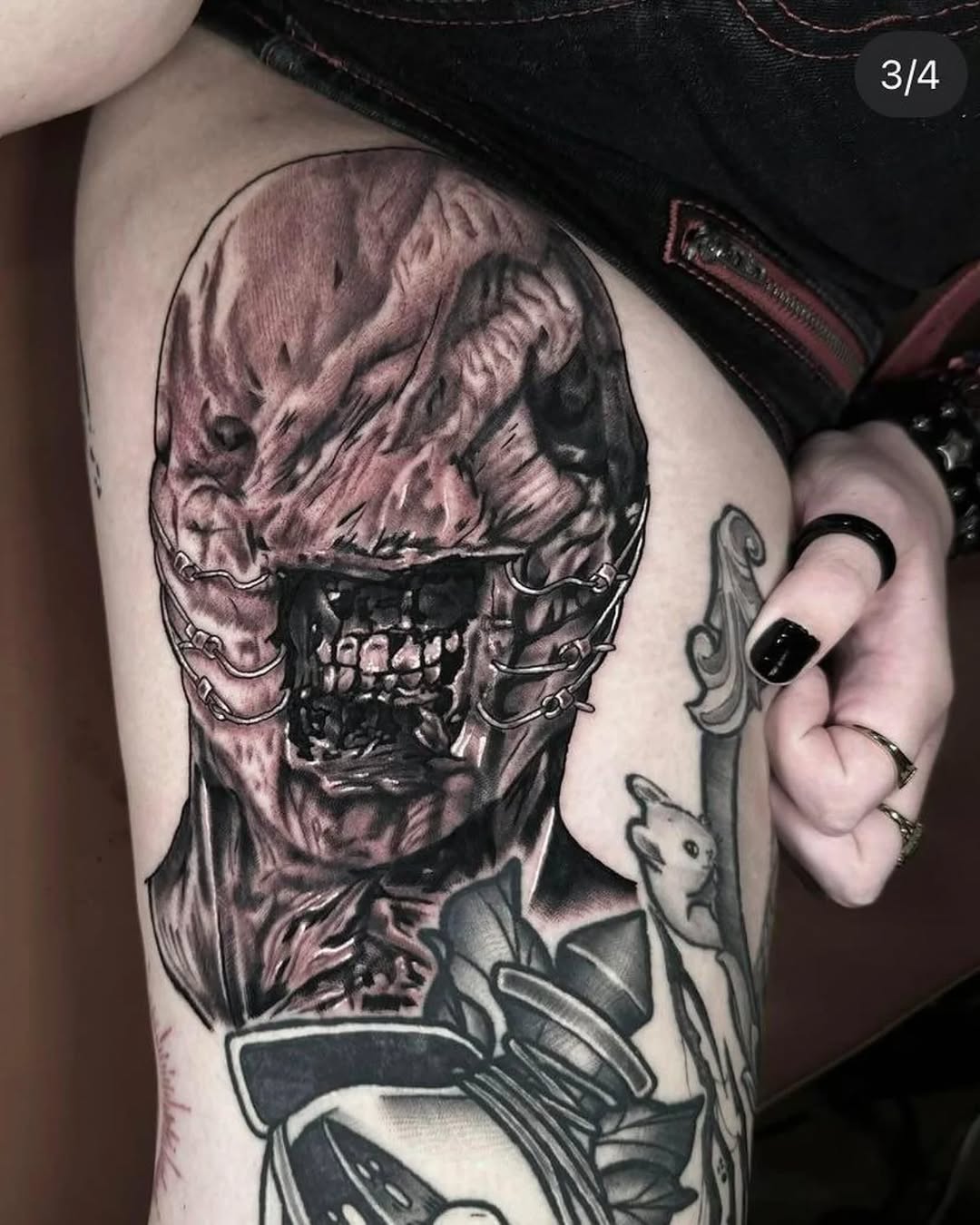 Tattoo by @subhumanninja — dark_realism, black_and_grey