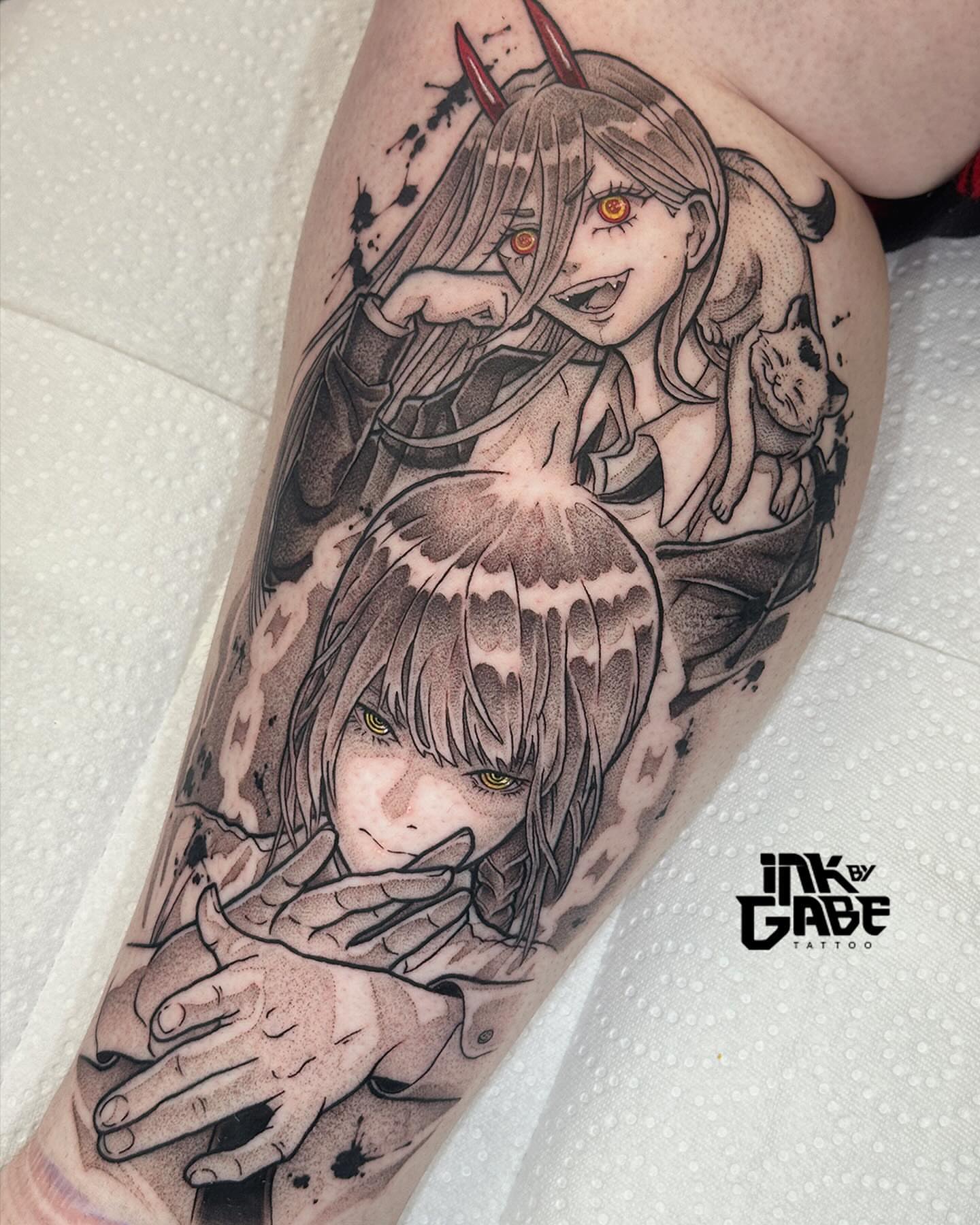 Anime characters dotwork tattoo on the forearm by ɢᴀʙʀɪᴇʟ ᴍᴇɴᴅᴇꜱ ᴏʟɪᴠᴇɪʀᴀ