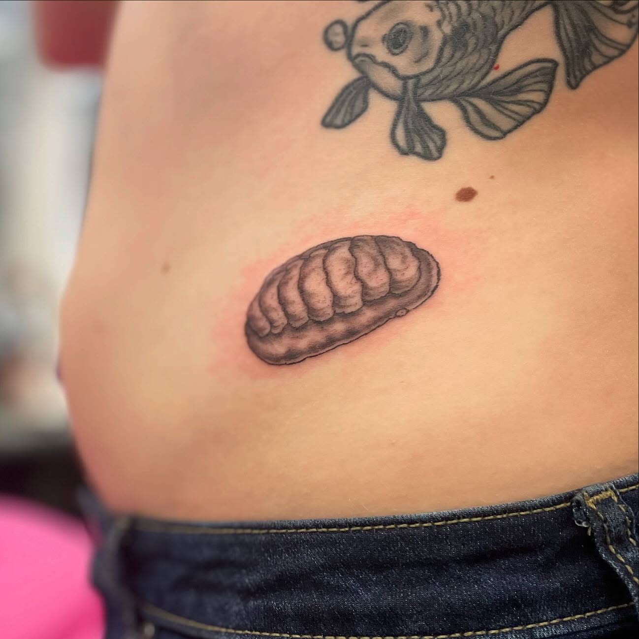 Lobster realism tattoo on the ribs by Hildur Blom, Seattle, Washington
