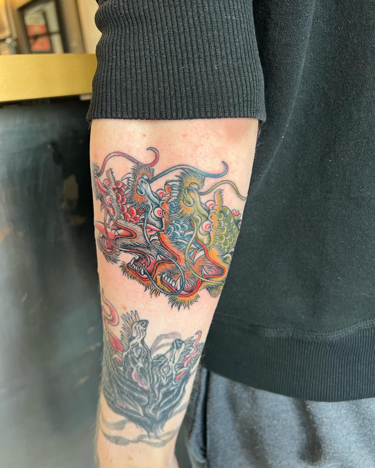 Dragon japanese irezumi tattoo on the forearm by Siërra Nicole, Minneapolis, Minnesota