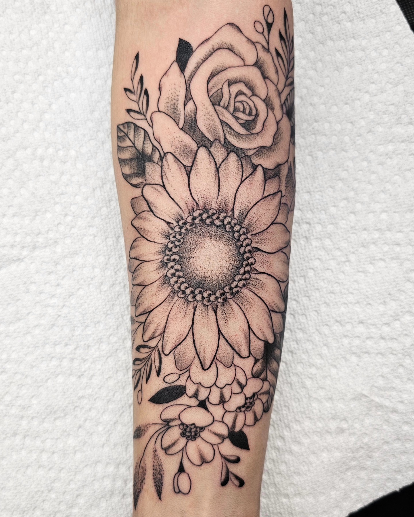 Tattoo by @avelourdtattoos — dotwork, black_and_grey