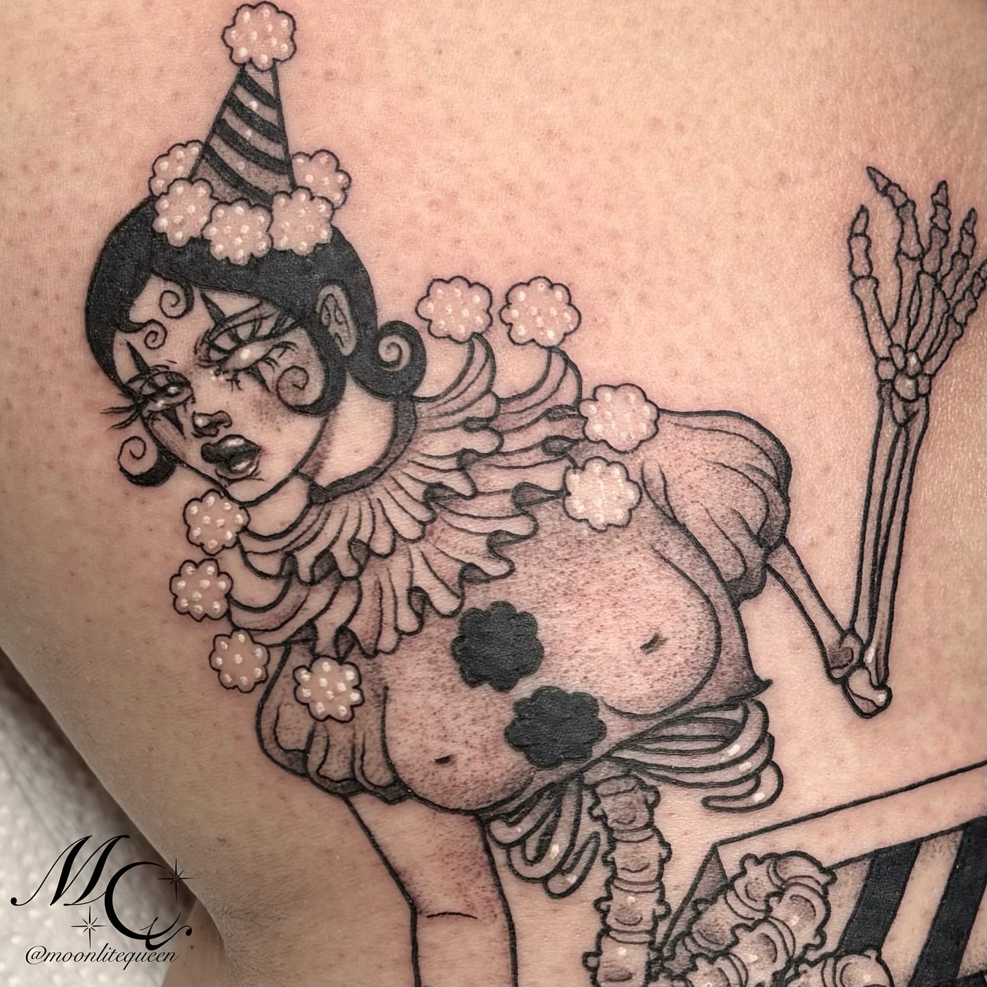 Tattoo by @moonlitequeentattooist — black_and_grey