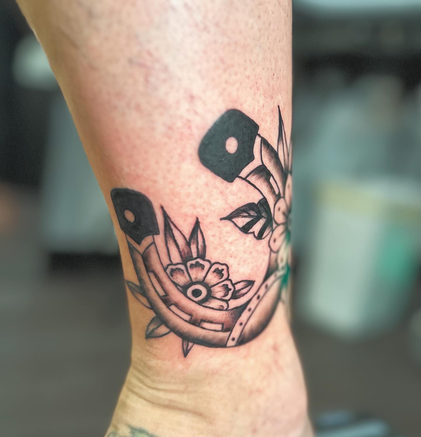 Flower and gear black and grey tattoo on the forearm by πΎππ π π·ππ πππππ πΏπππππ π¬πππππ