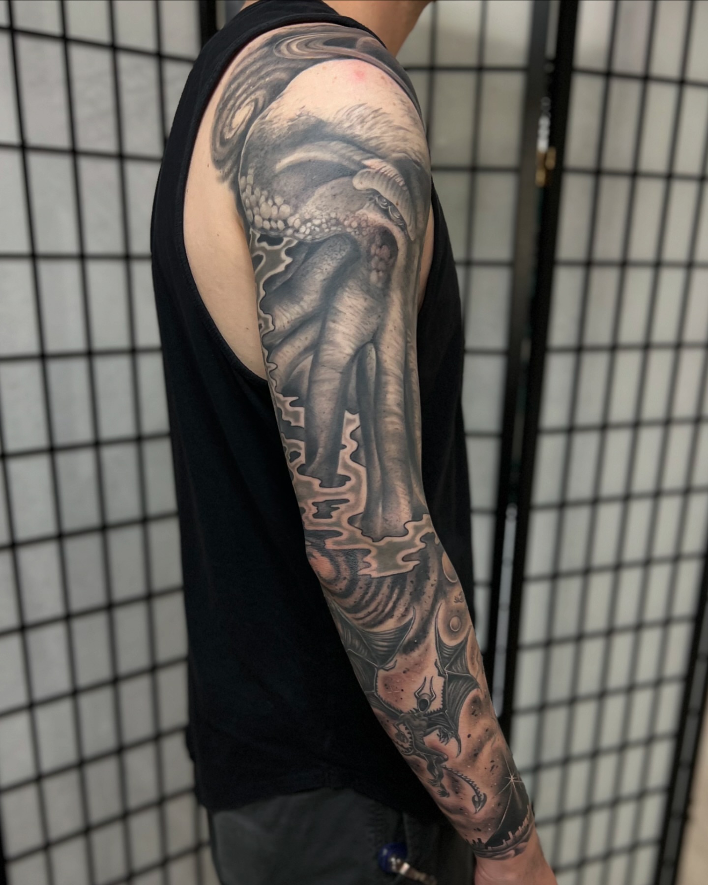 Tattoo by @nickbridwelltattoo — realism, black_and_grey