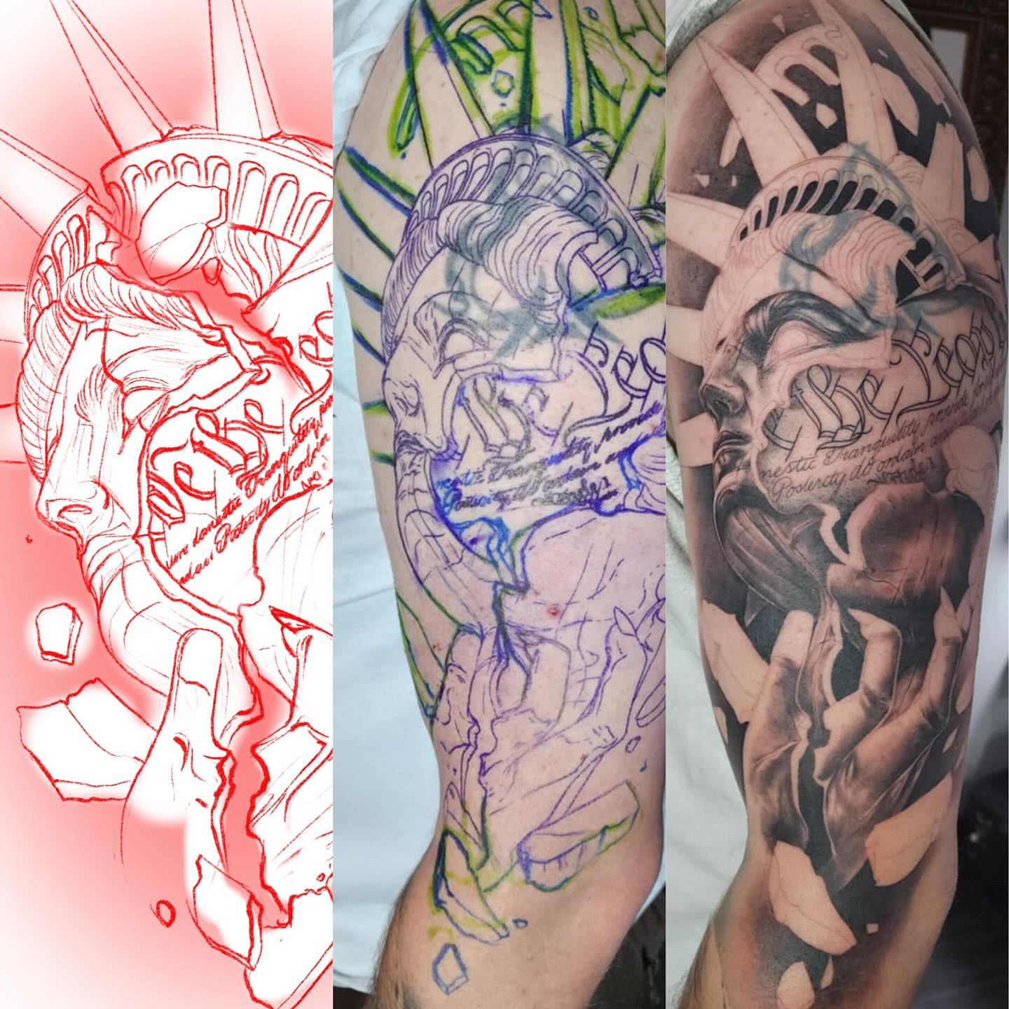 Statue of liberty realism tattoo on the forearm by Keith (KAM) Miller