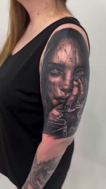 Portrait of a woman realism tattoo by Kelsea Lake Schack