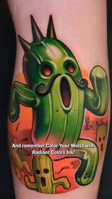 Chocobo cactus new school tattoo by Azat Kamaletdinov