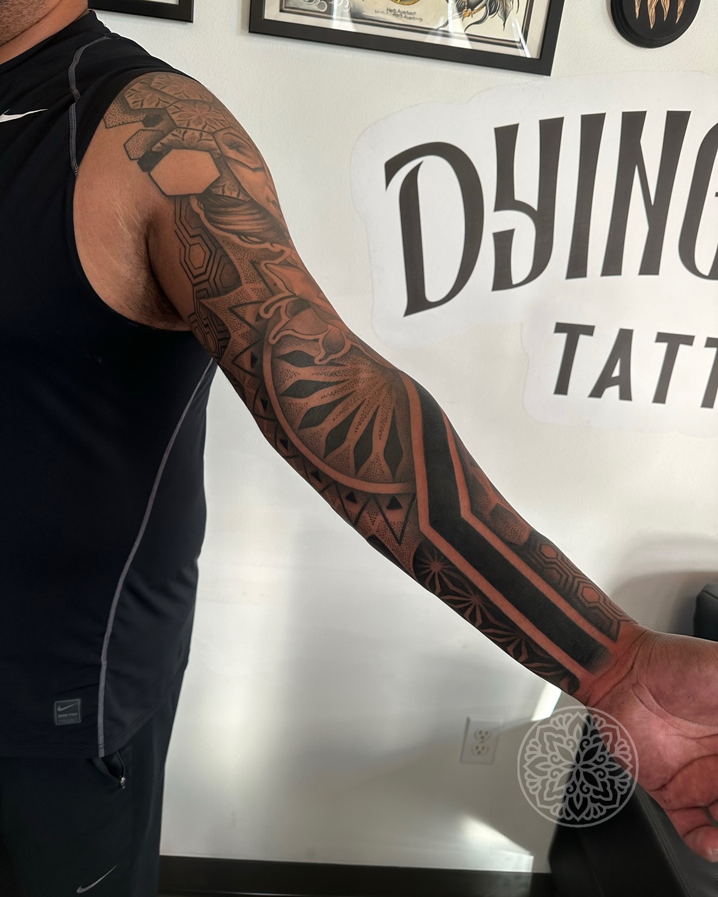 Geometric pattern geometric tattoo on the forearm by Ryan Futterman