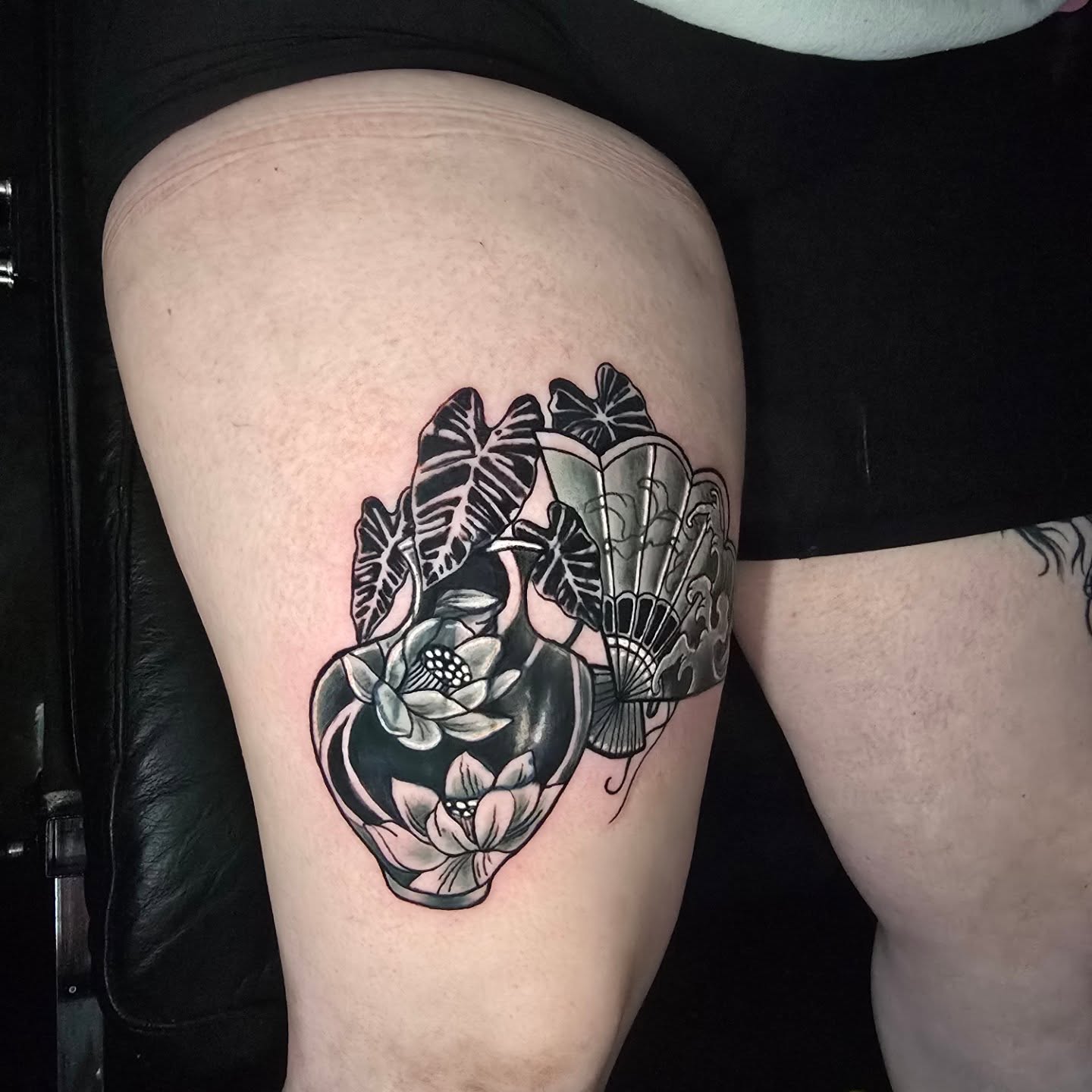 Tattoo by @invadertiv — black_and_grey