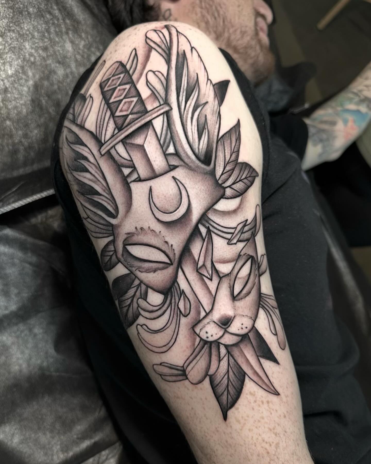 Tattoo by @feraleyes — american_traditional, black_and_grey