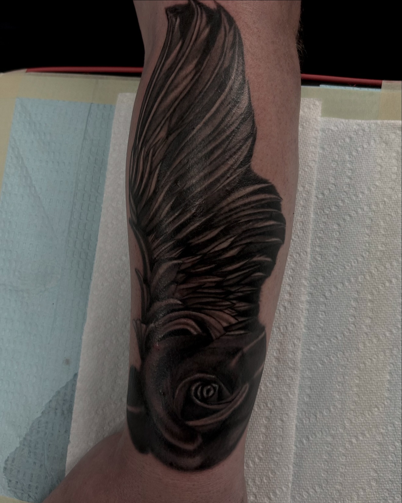 Tattoo by @deadgirltatting — black_and_grey, realism
