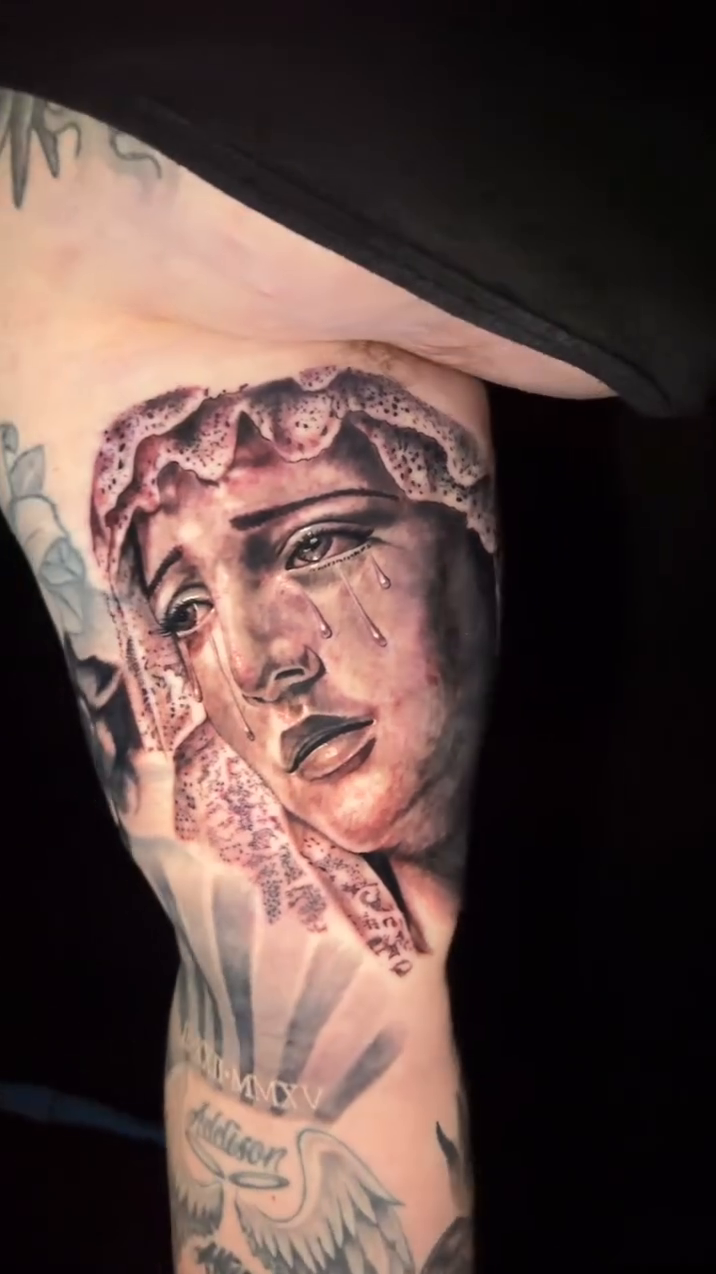 Tattoo by @pyramidofink β realism, black_and_grey