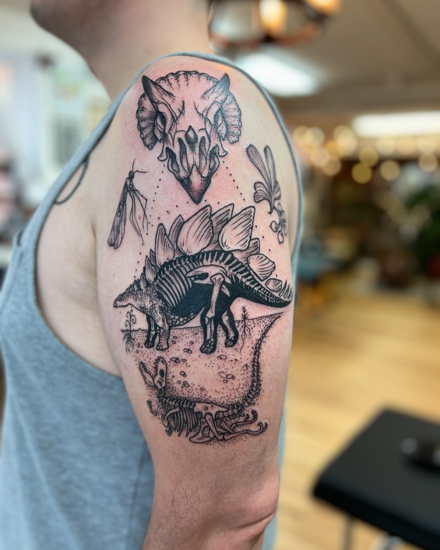 Tattoo by @bambikhan — dotwork, black_and_grey