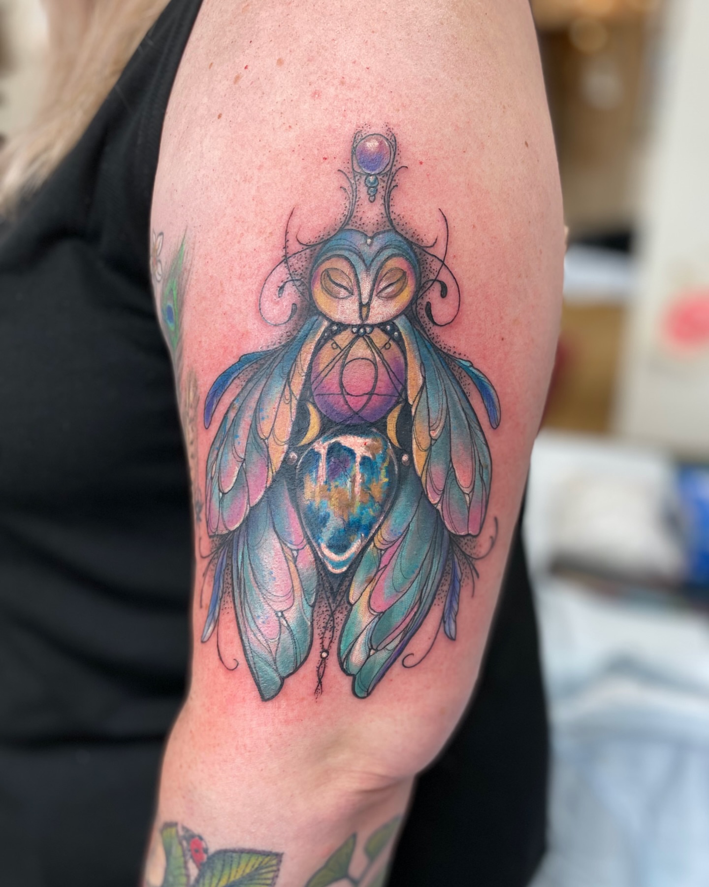 Tattoo by @bambikhan — dotwork, watercolor