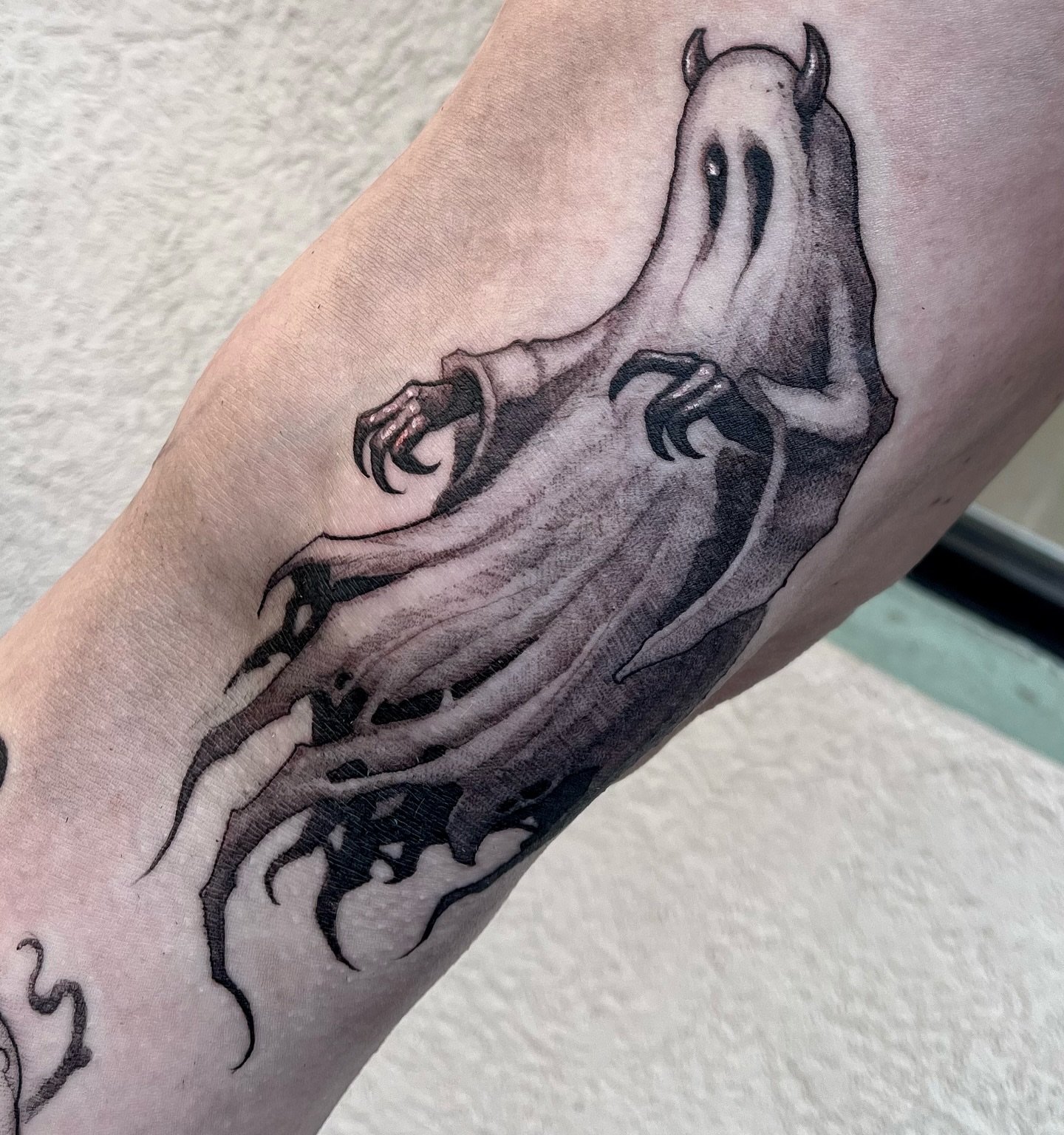 Tattoo by @bloodstonetattoos — black_and_grey