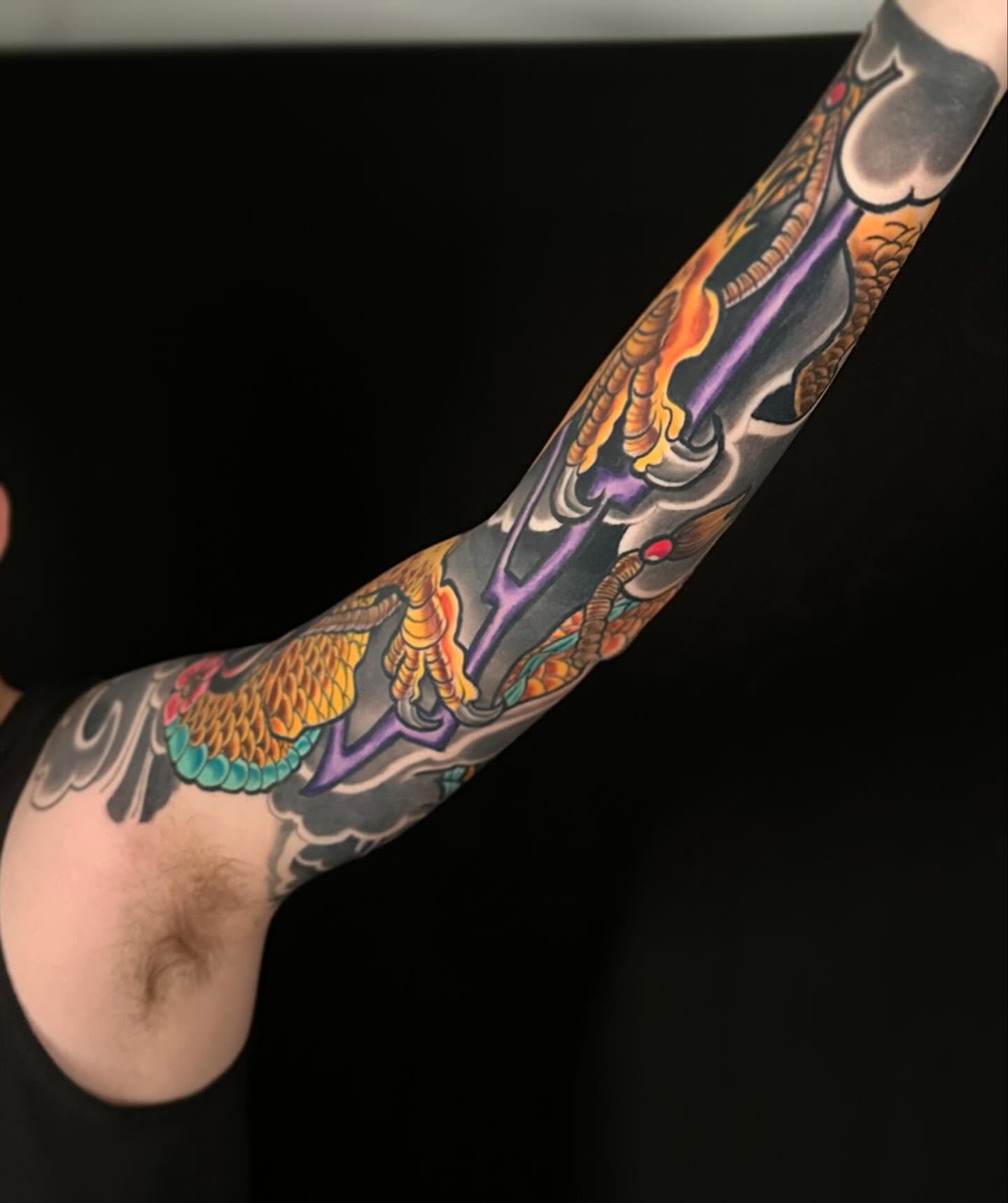 Tattoo by @bigbonedgnome — american_traditional, dotwork