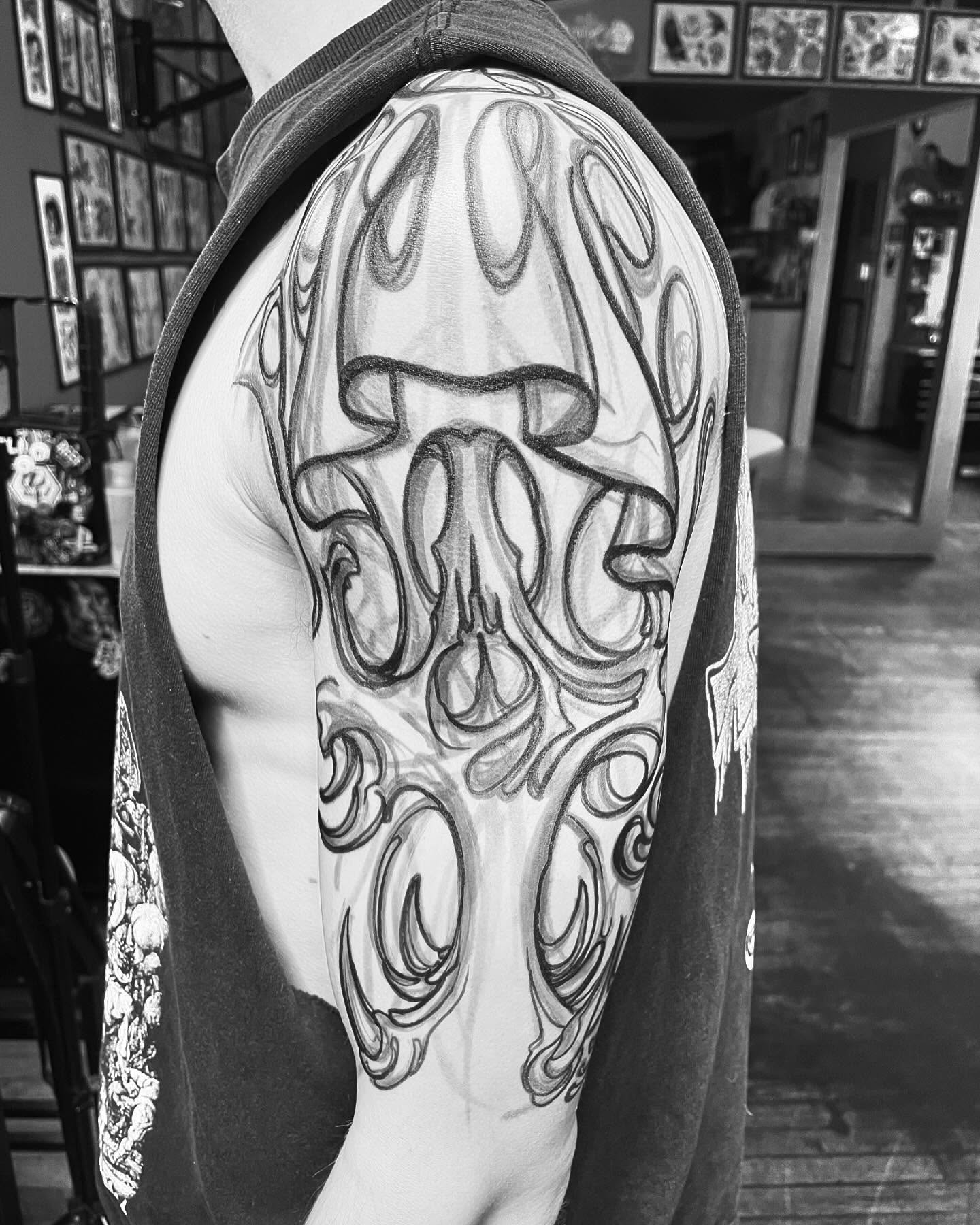 Tattoo by @electric_phantom — black_and_grey