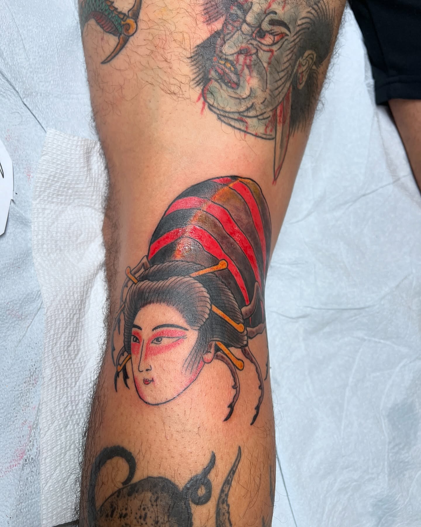 Geisha American traditional tattoo on the forearm by Andre Guerra