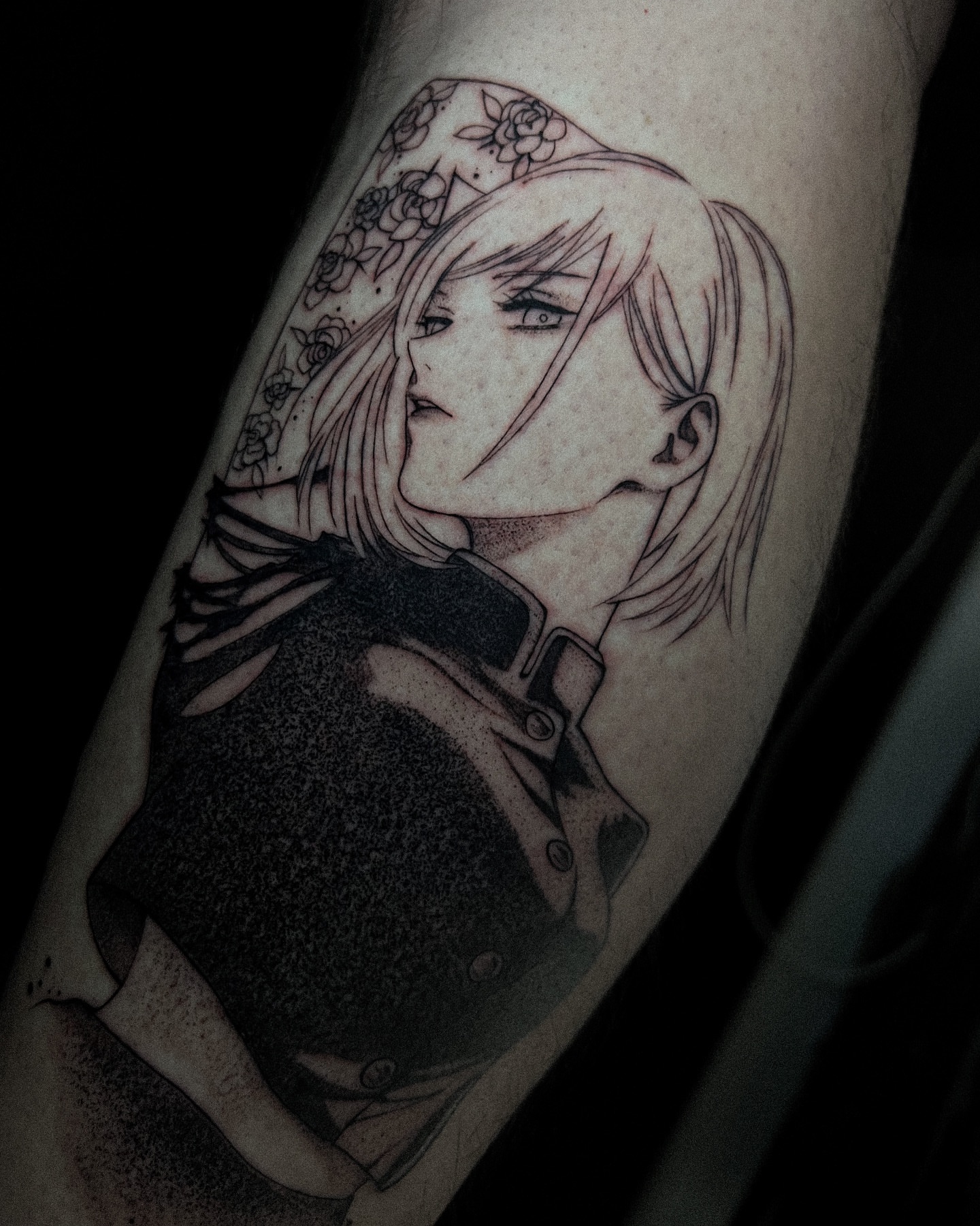 Tattoo by @gatxdelboske_ — dotwork, anime