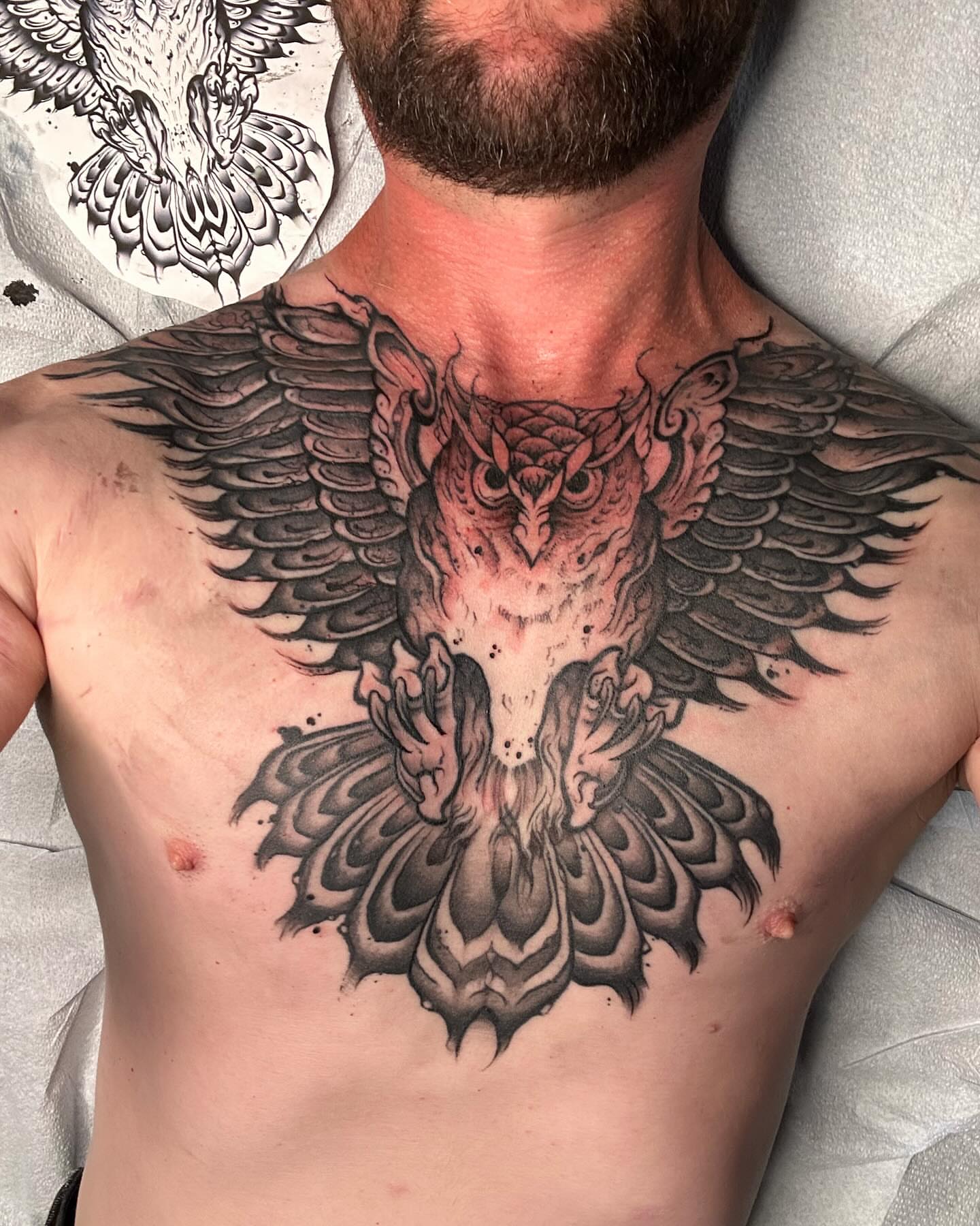 Tattoo by @bigscriptenergy — black_and_grey