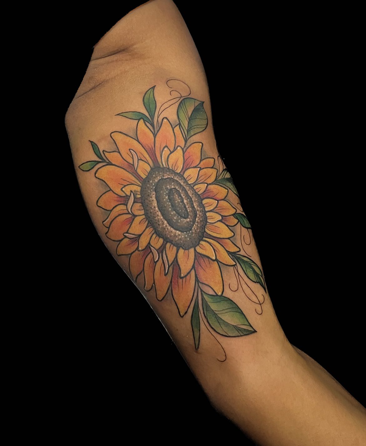 Sunflower realism tattoo on the forearm by 🖤Sabrina Ryan🖤