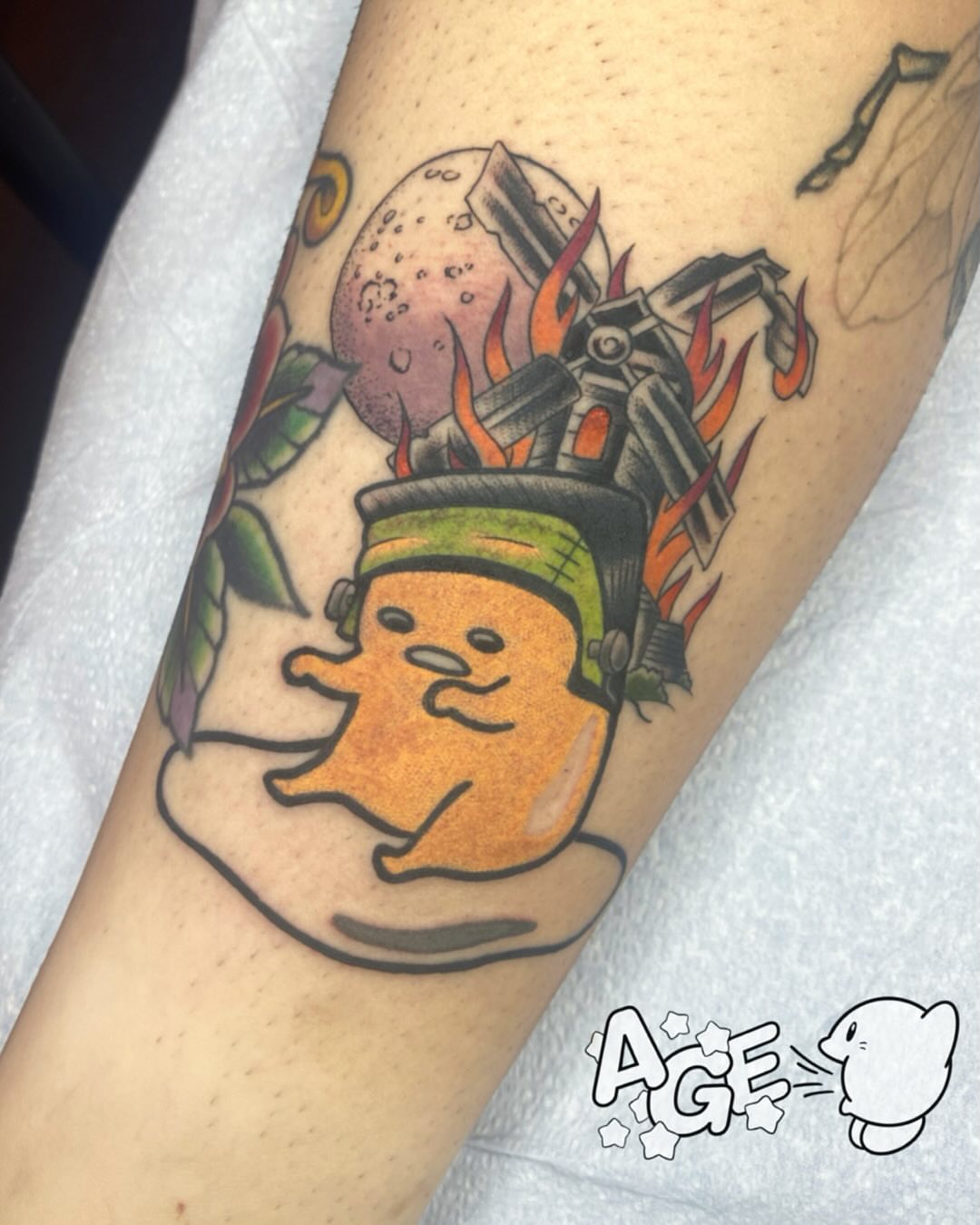 Ghost with mechanical head new school tattoo on the forearm by Otaku and Gamer Tattooer