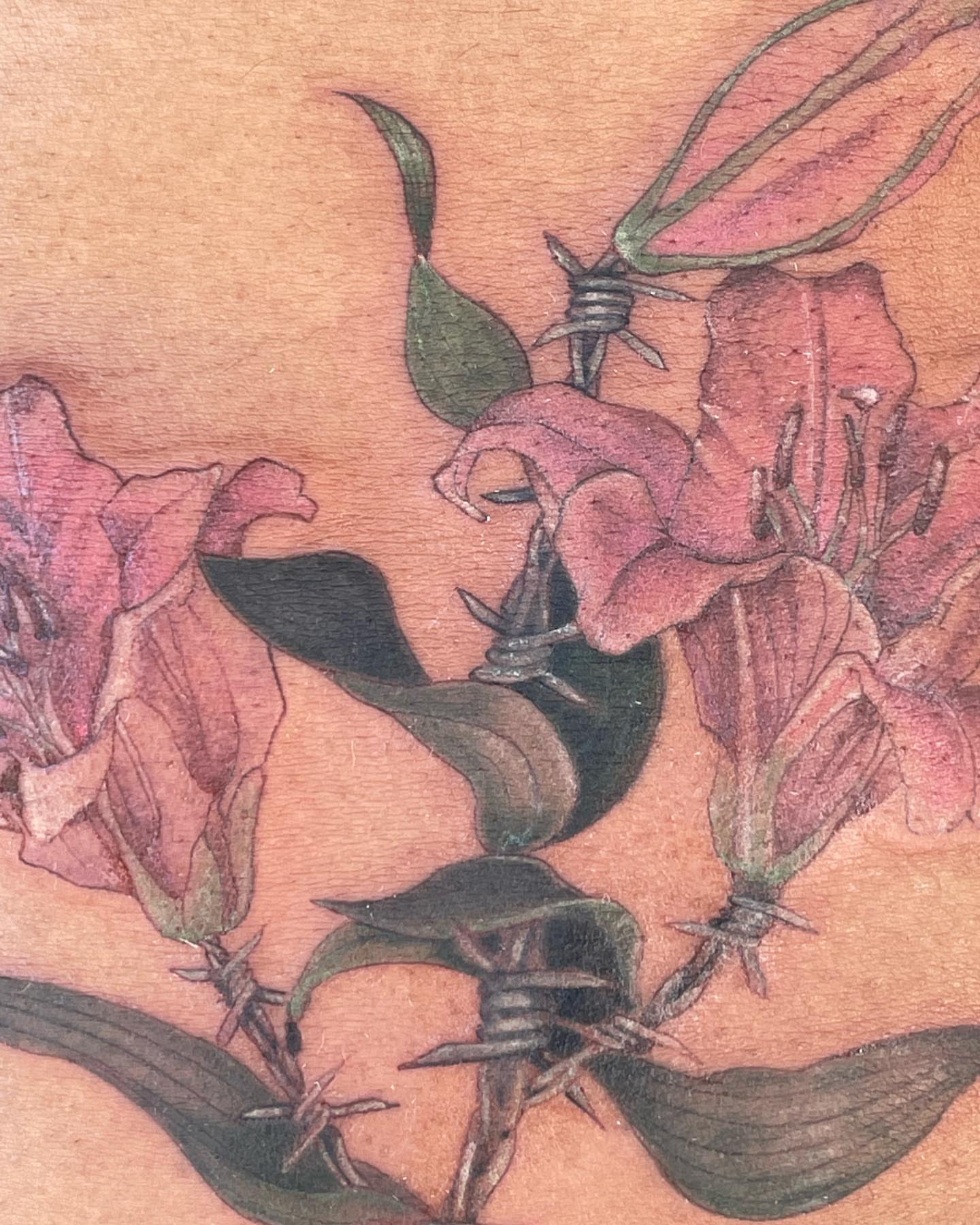 Barbed wire and flowers dotwork tattoo by β±βΏβ° π π π° π πΎ β±βΏβ°
