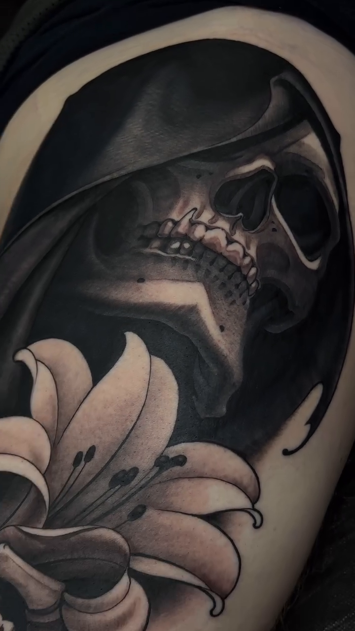 Tattoo by @michaeljtattoos — dark_realism, black_and_grey