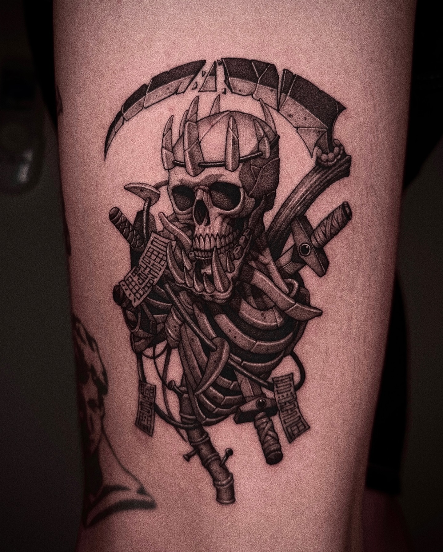 Tattoo by @wonsoong_blk — black_and_grey, dark_realism