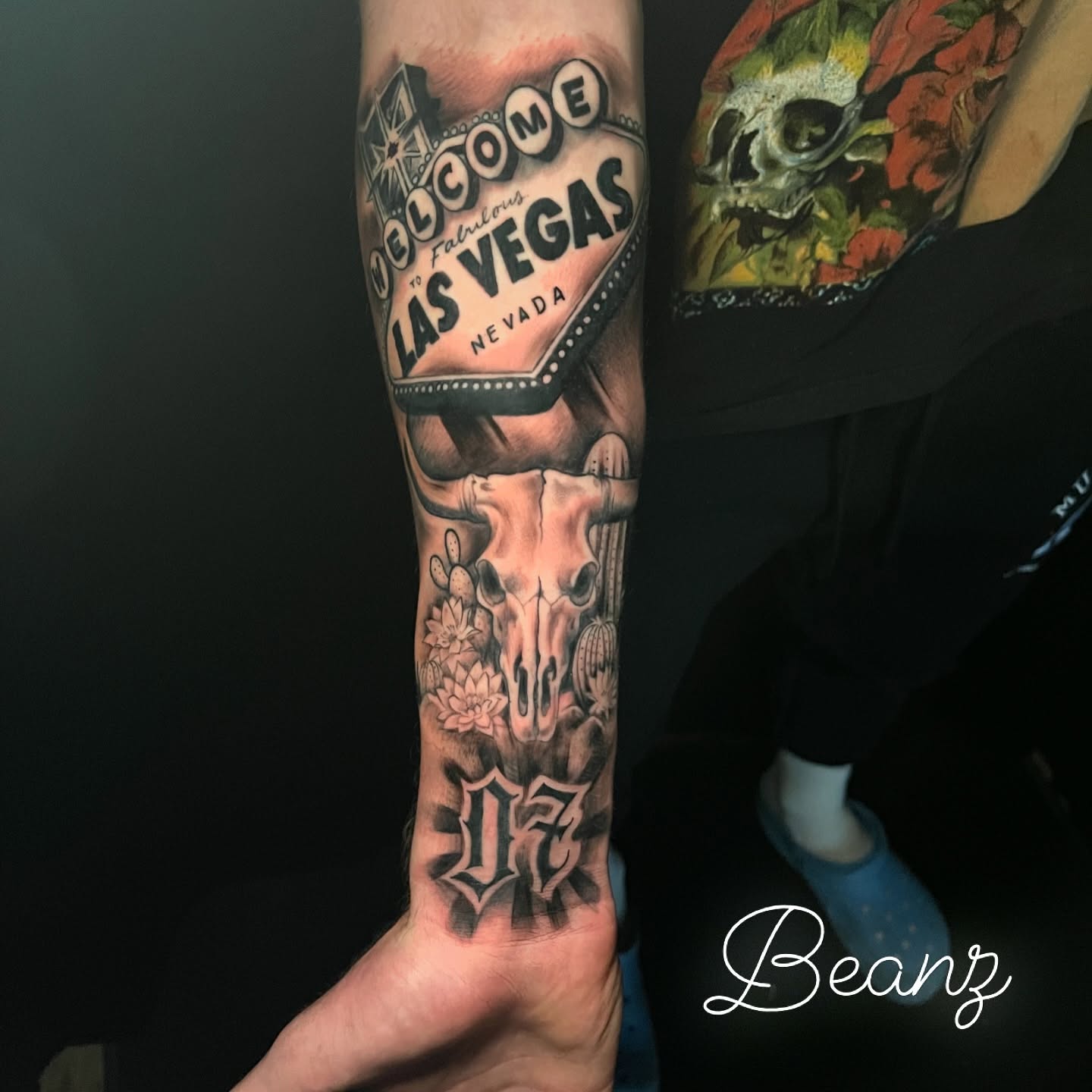 Las vegas sign American traditional tattoo on the forearm by Alex