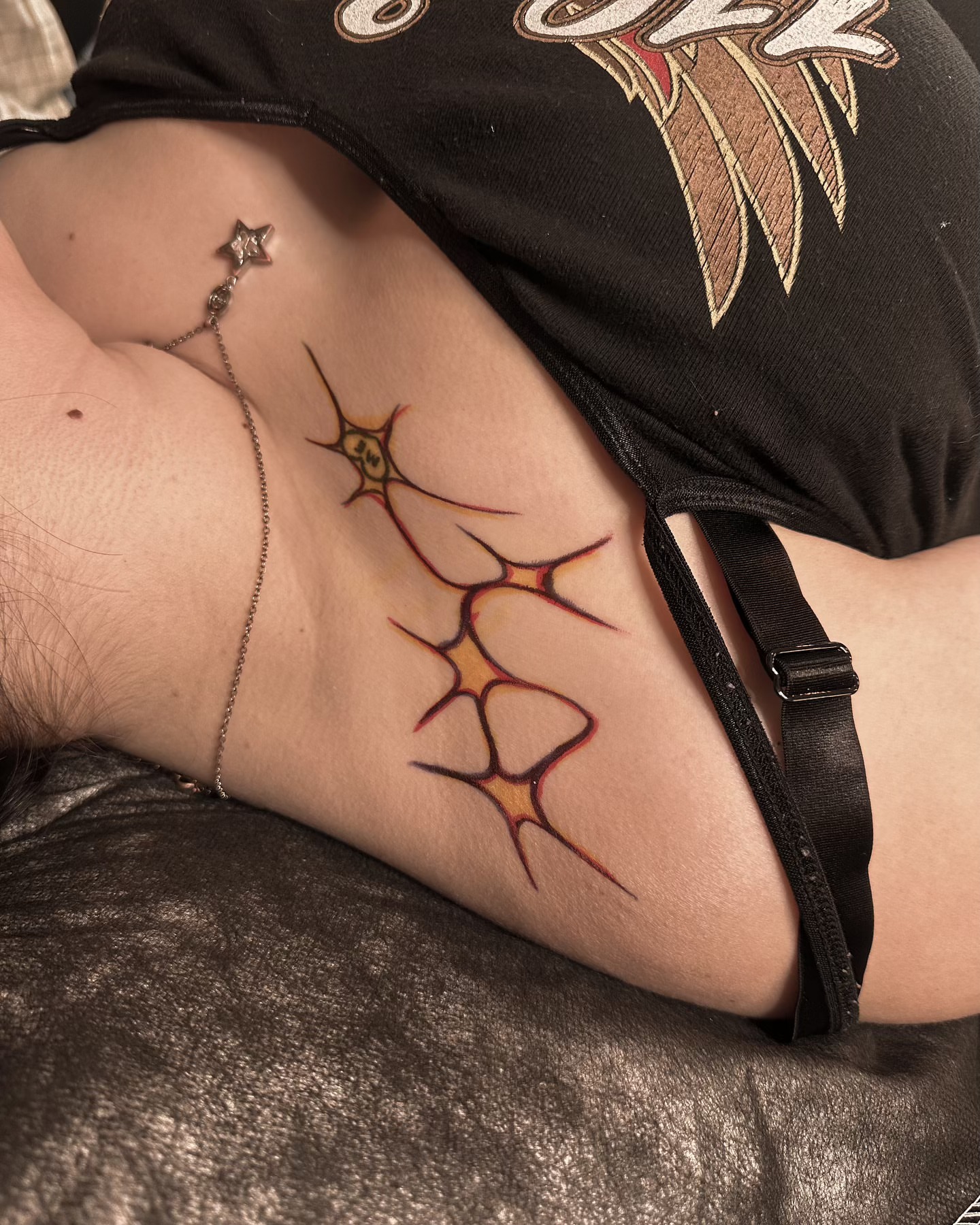 Thorns geometric tattoo on the thigh by πππππππππ β ππππ ππππ ππππ ππππππ ππππππ, Salt Lake City, Utah