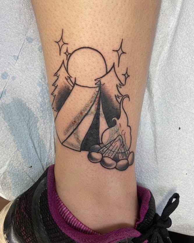 Tattoo by @trashboattattoos — black_and_grey