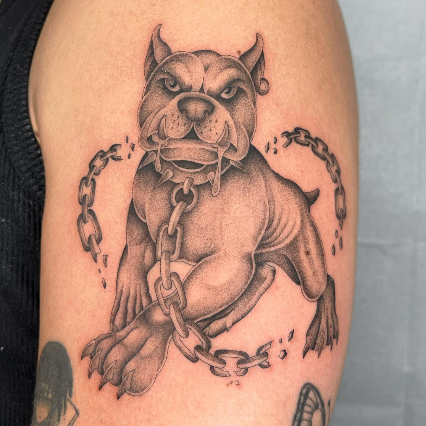 Tattoo by @tiyannagarlic — black_and_grey, realism