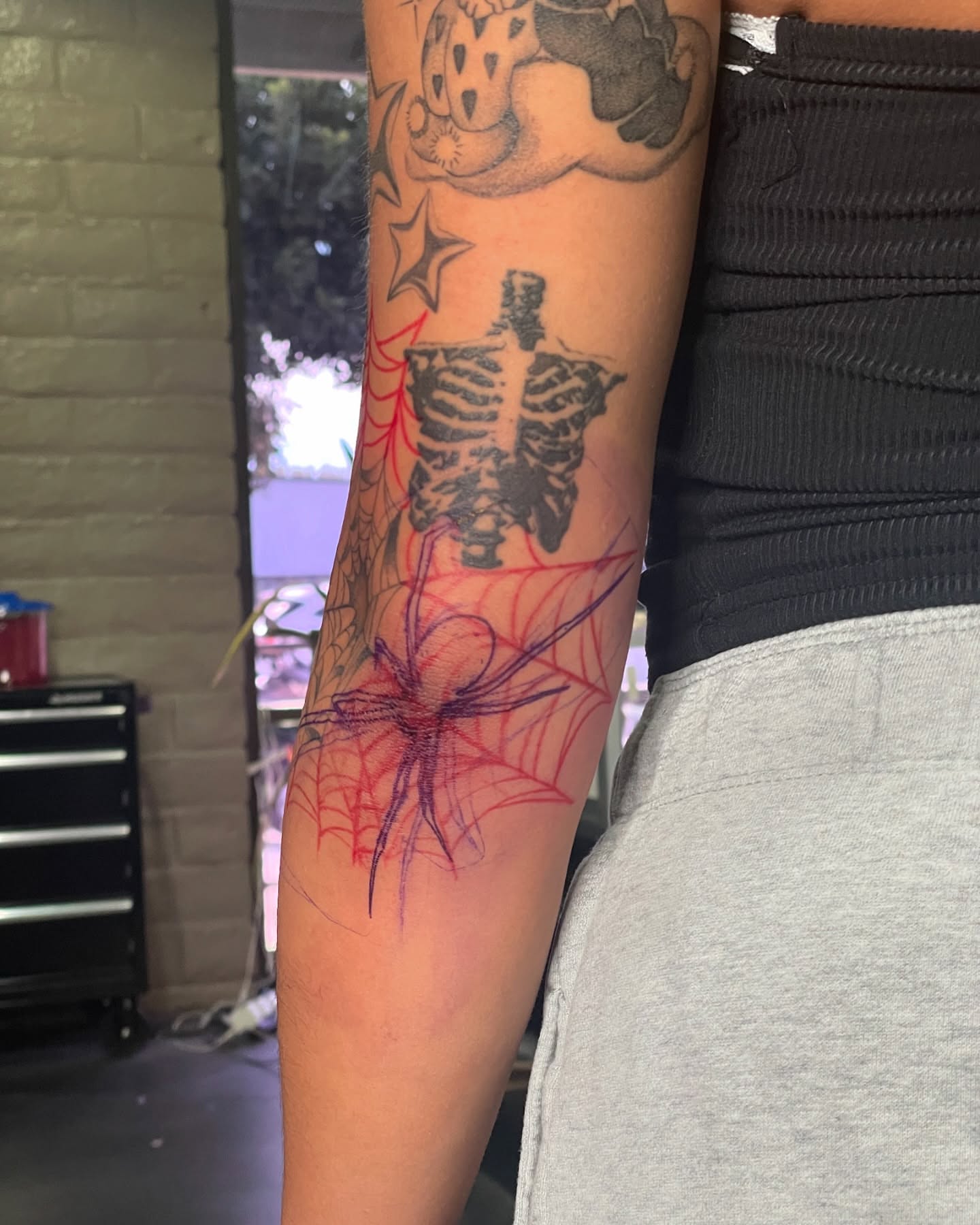 Spider web dotwork tattoo on the forearm by ⊹ * . 𝕵az ⊹ * .