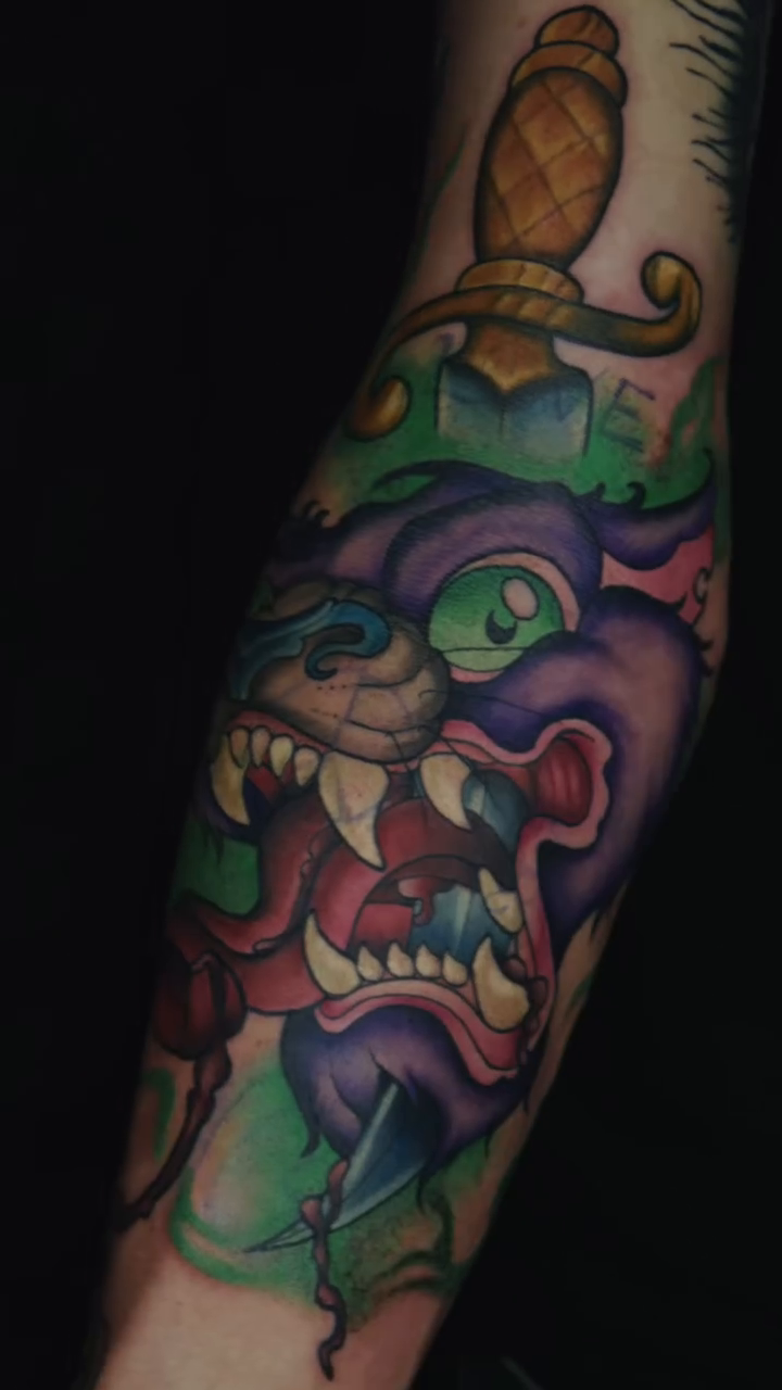 Demon face with dagger japanese irezumi tattoo by ✩ 🕯️☾༺♰ gracey ༻☽🕯️✩