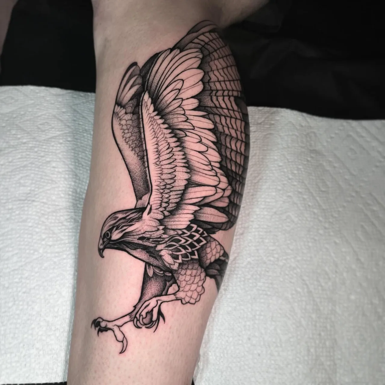 Eagle realism tattoo on the forearm by David Mushaney